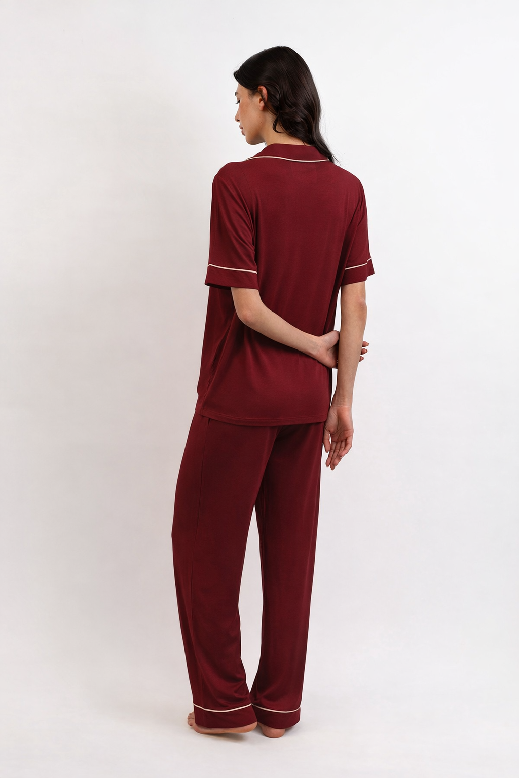 Women’s Bamboo short  sleeves Pajama Set-Merlot