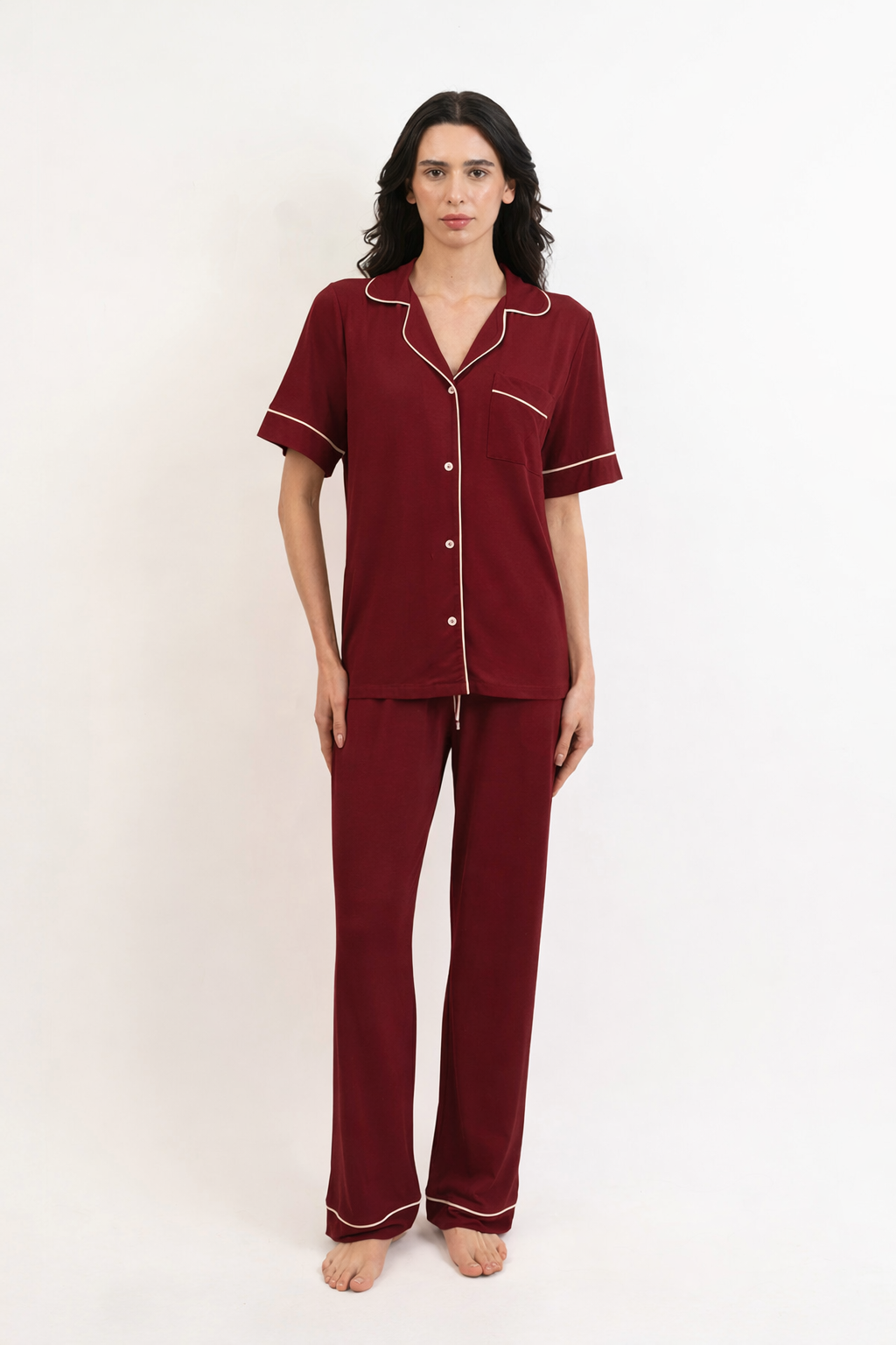 Women’s Bamboo short  sleeves Pajama Set-Merlot