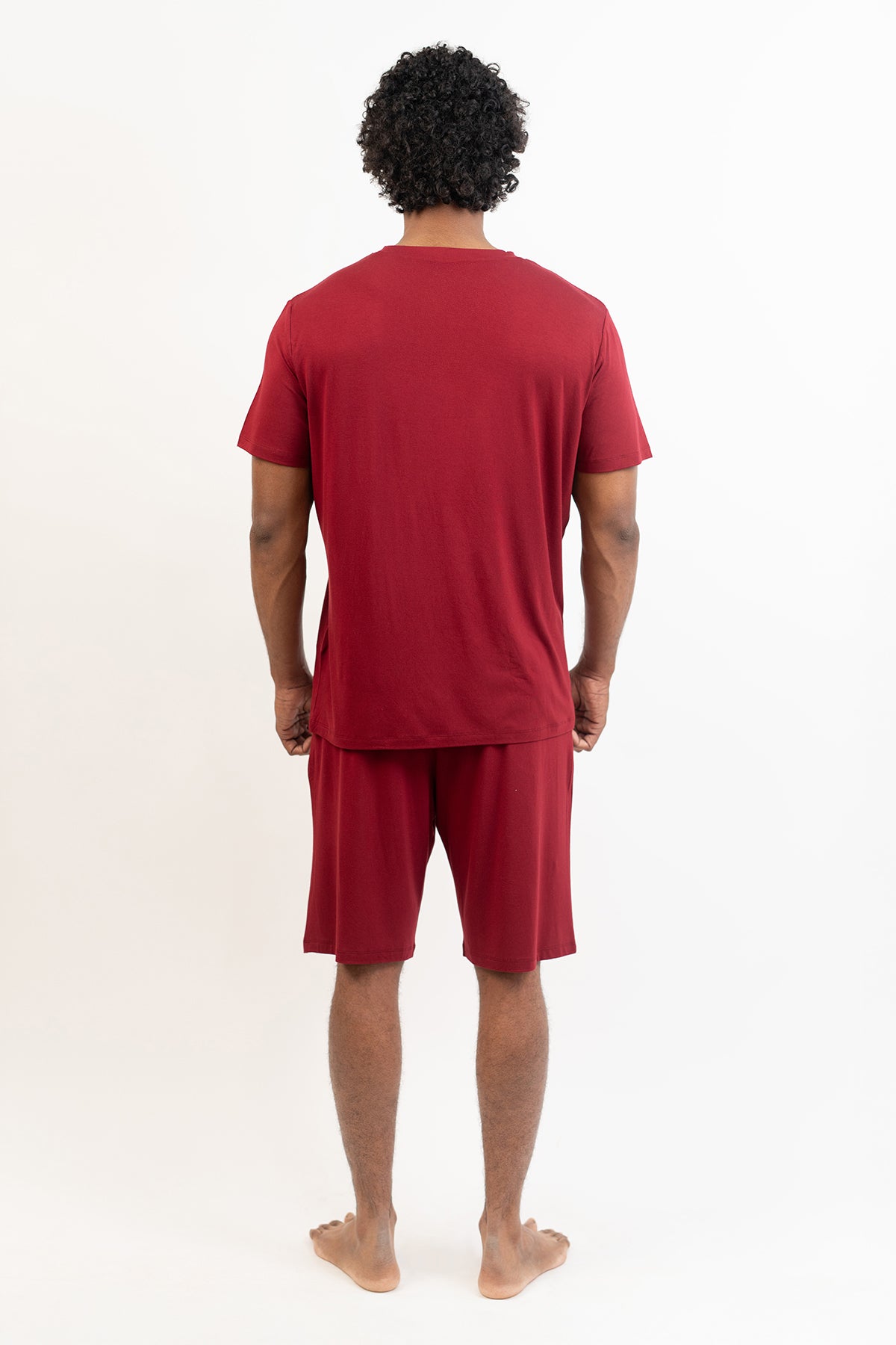Men's short sleeves tee and shorts set-Merlot