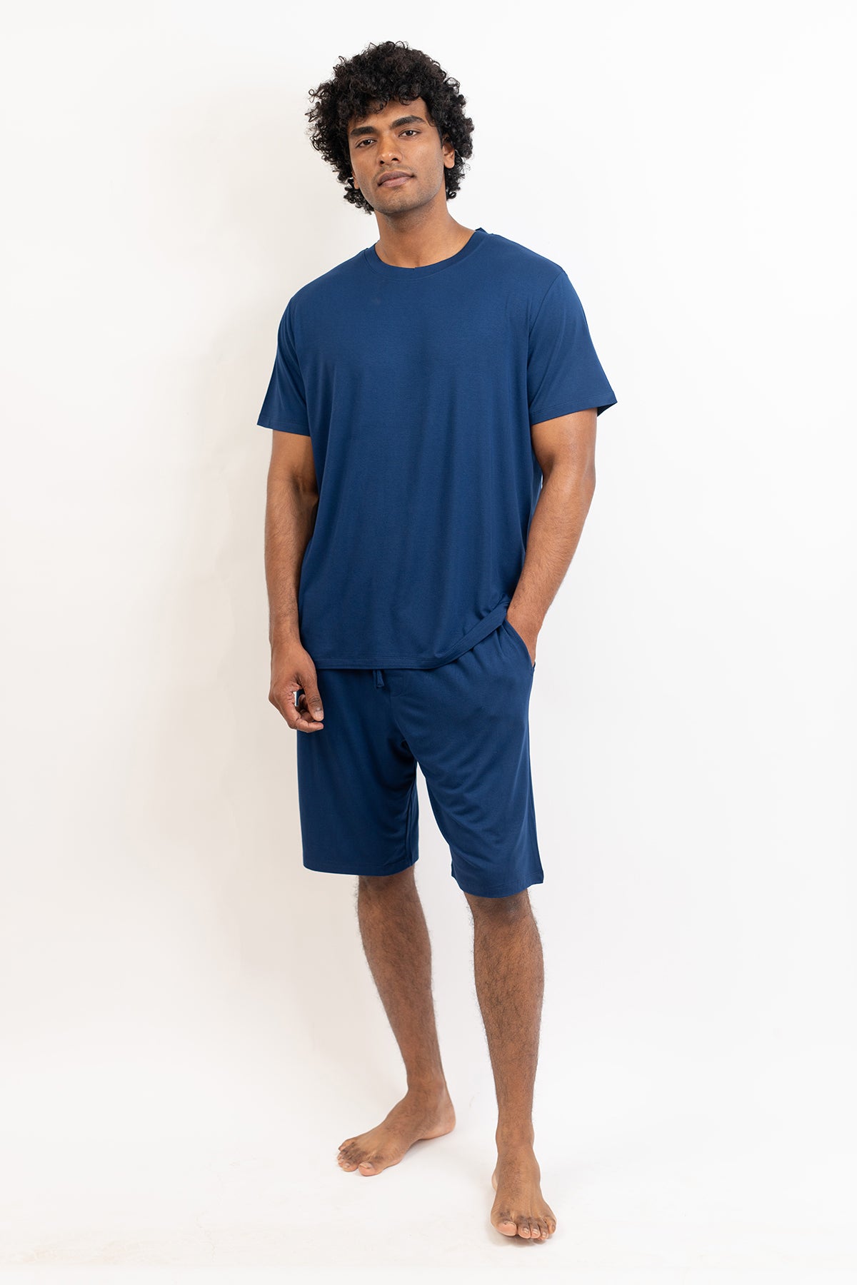 Men's short sleeves tee and shorts set-Navy