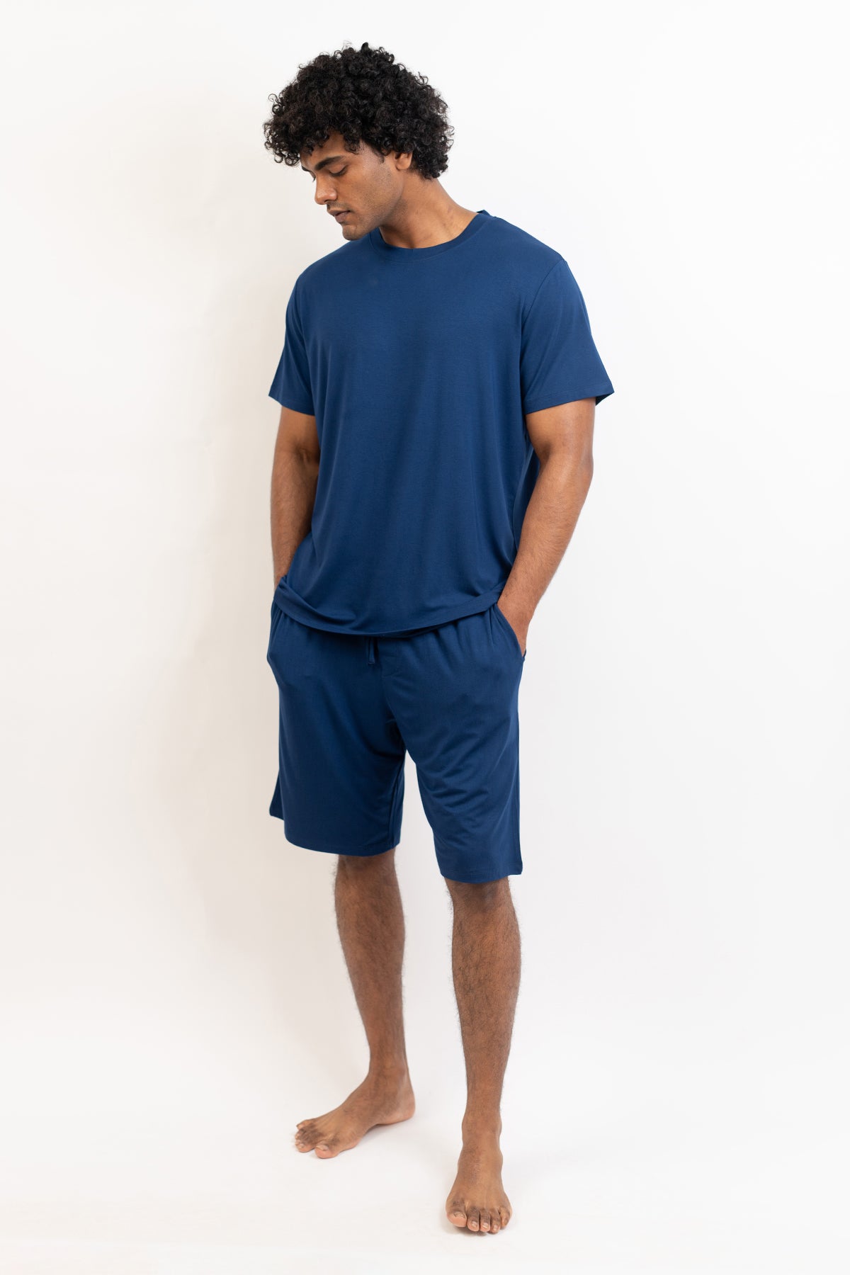 Men's short sleeves tee and shorts set-Navy