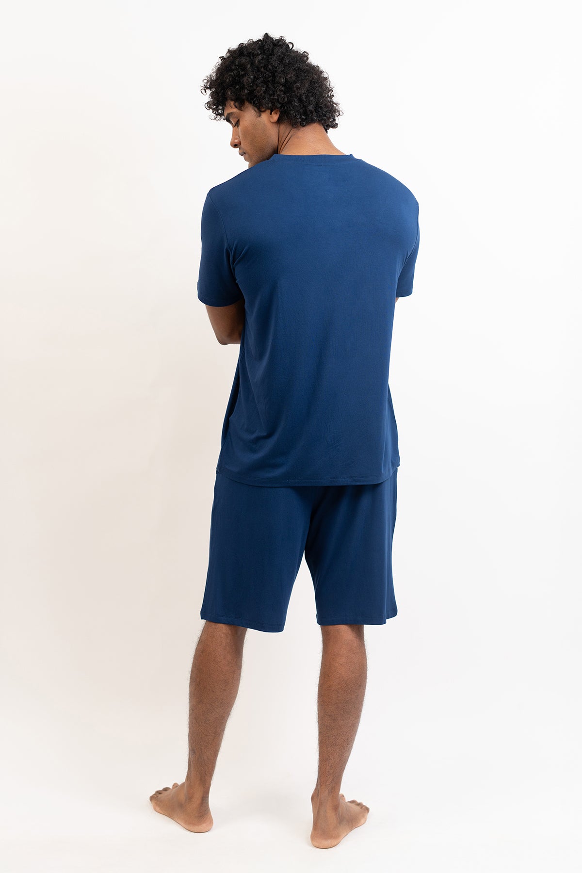 Men's short sleeves tee and shorts set-Navy