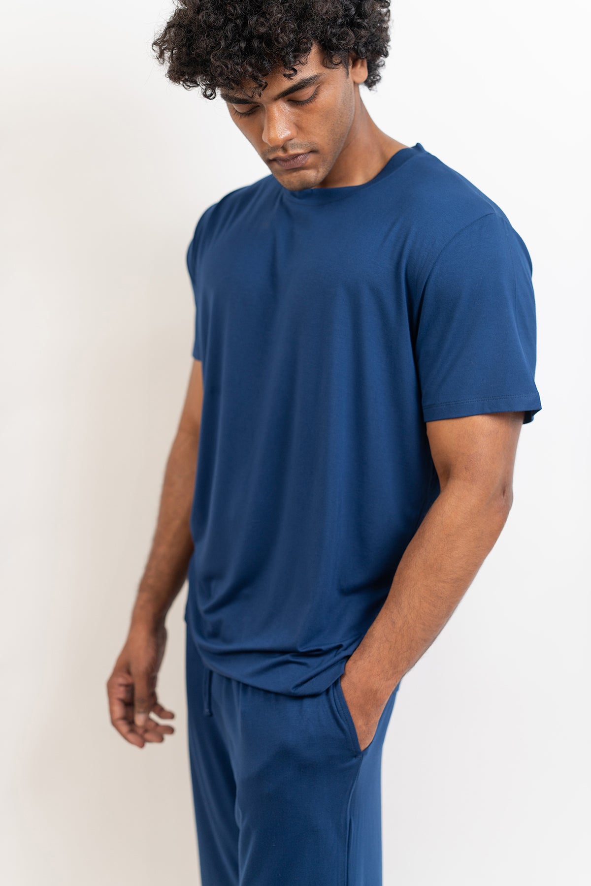 Men's short sleeves tee and shorts set-Navy