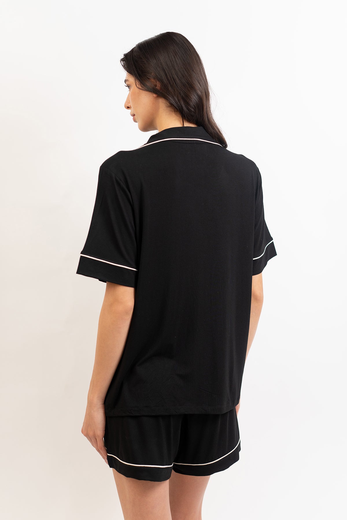 Women’s Bamboo Short-Sleeve Pajama Short Set-Midnight