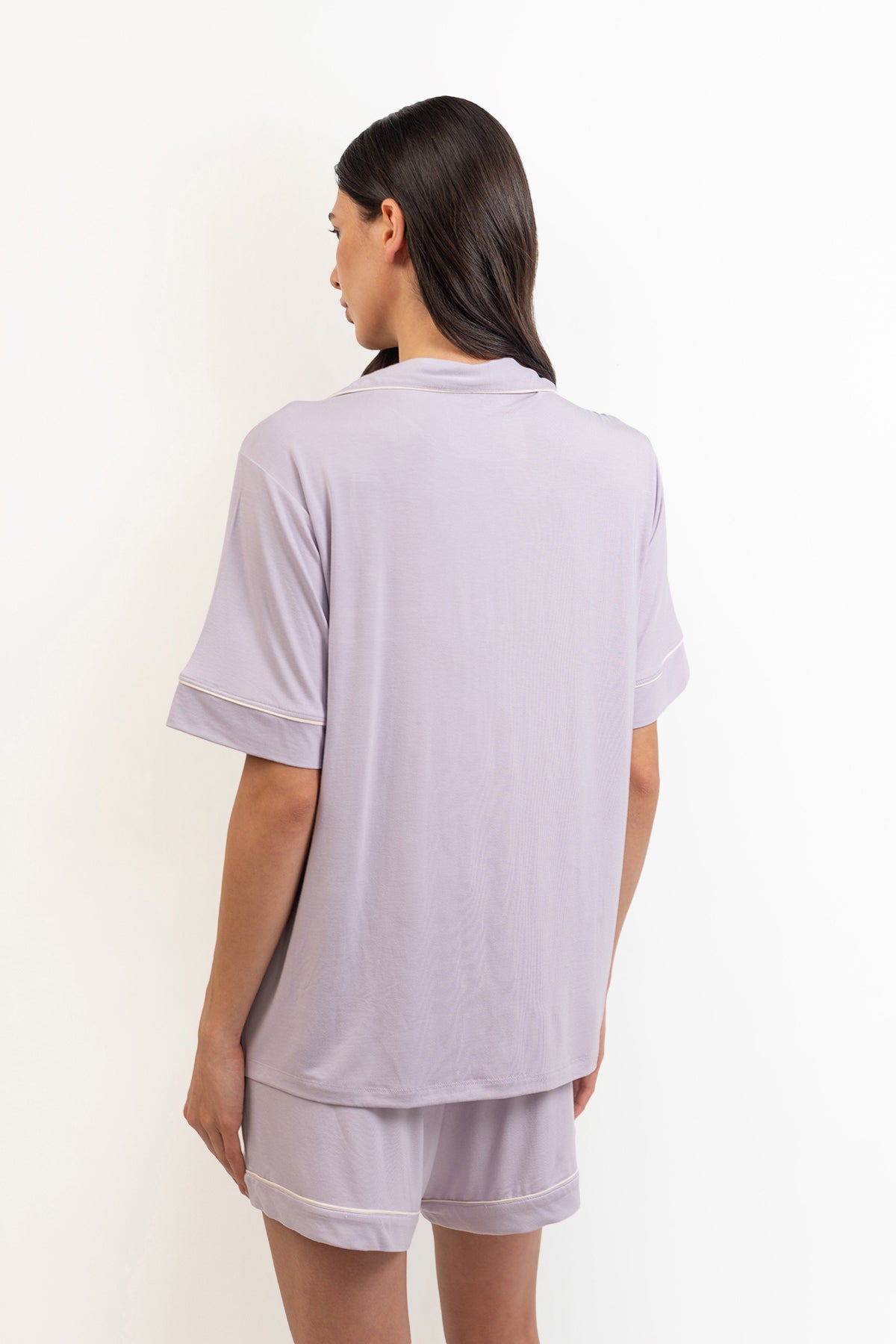 Women’s Bamboo Short-Sleeve Pajama Short Set-Purple