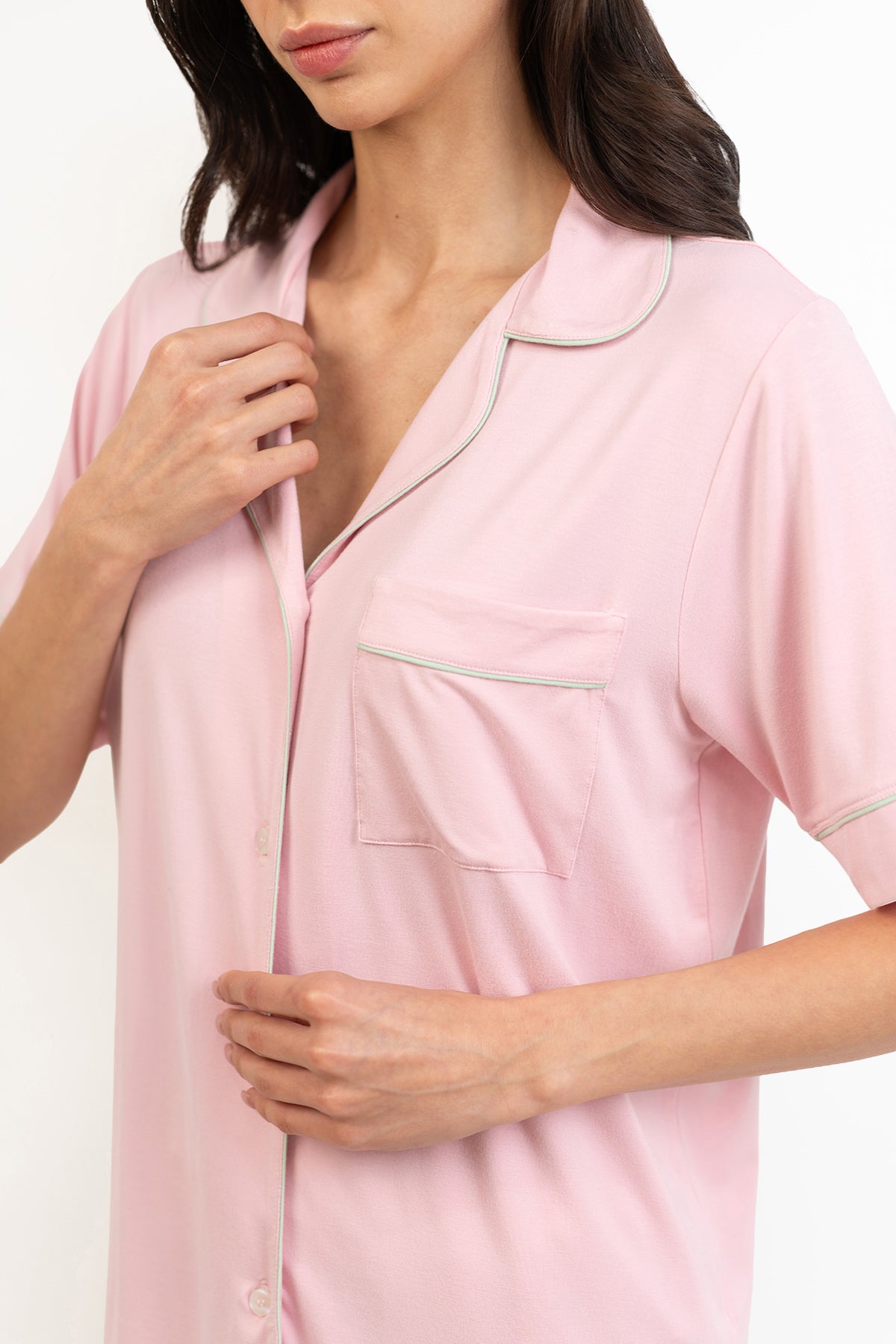 Women’s Bamboo Short-Sleeve Pajama Short Set-Pink