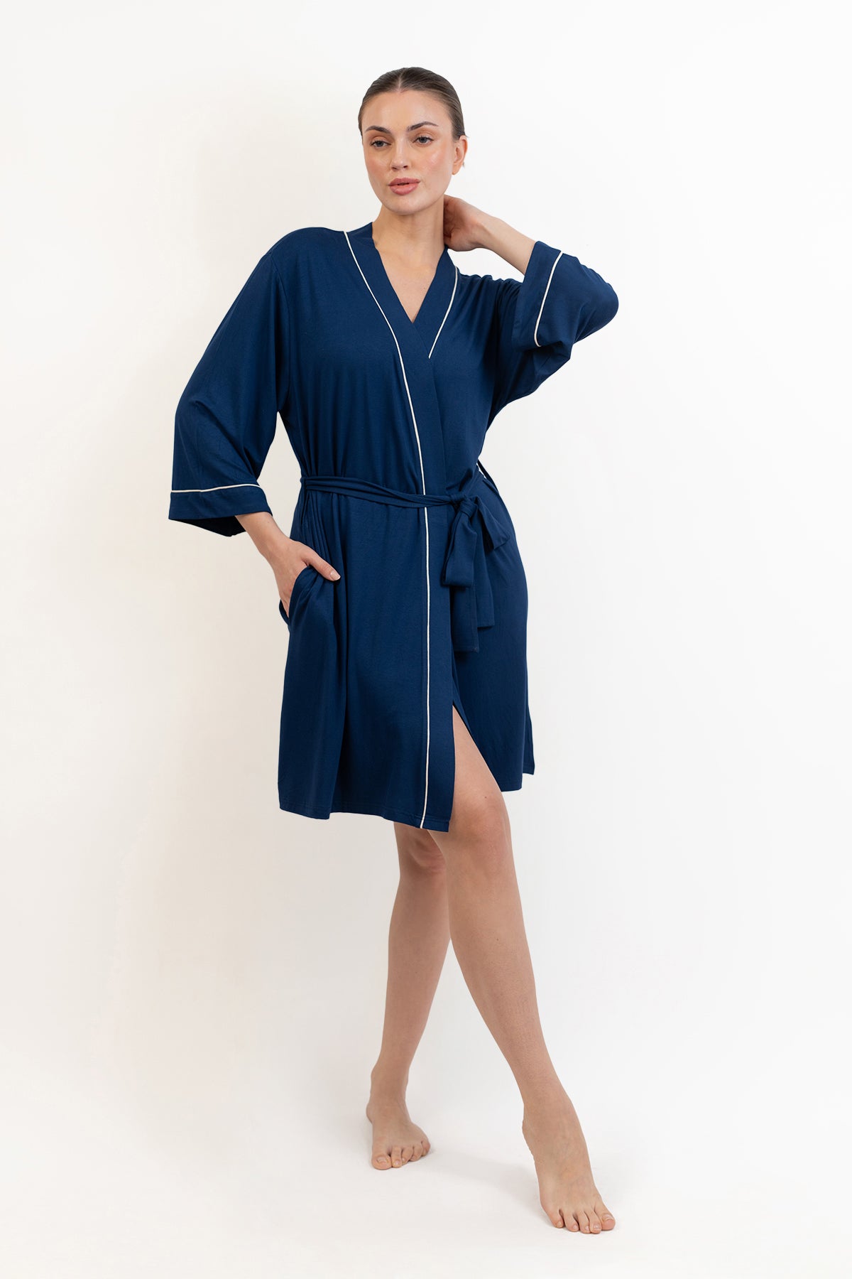Women’s Bamboo Robe-Navy