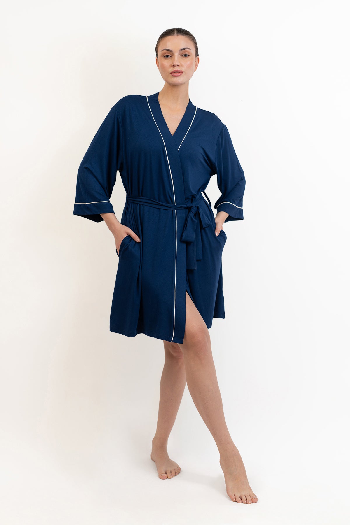 Women’s Bamboo Robe-Navy