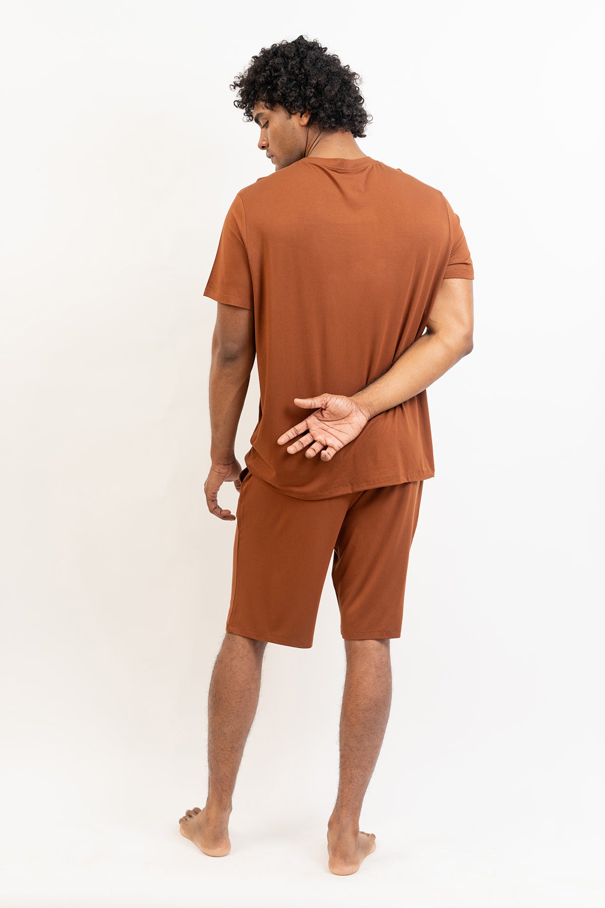 Men's short sleeves tee and shorts set-Chocolate