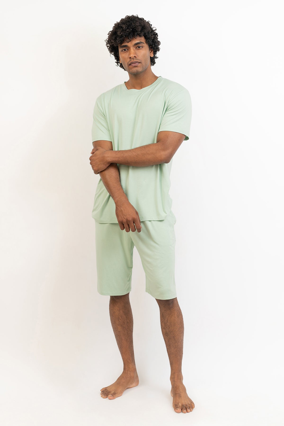 Men's short sleeves tee and shorts set-Bh Green