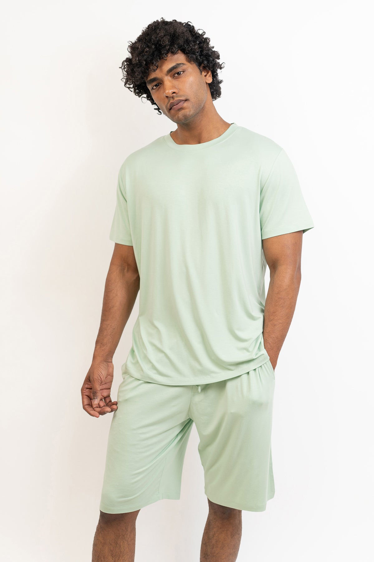 Men's short sleeves tee and shorts set-Bh Green