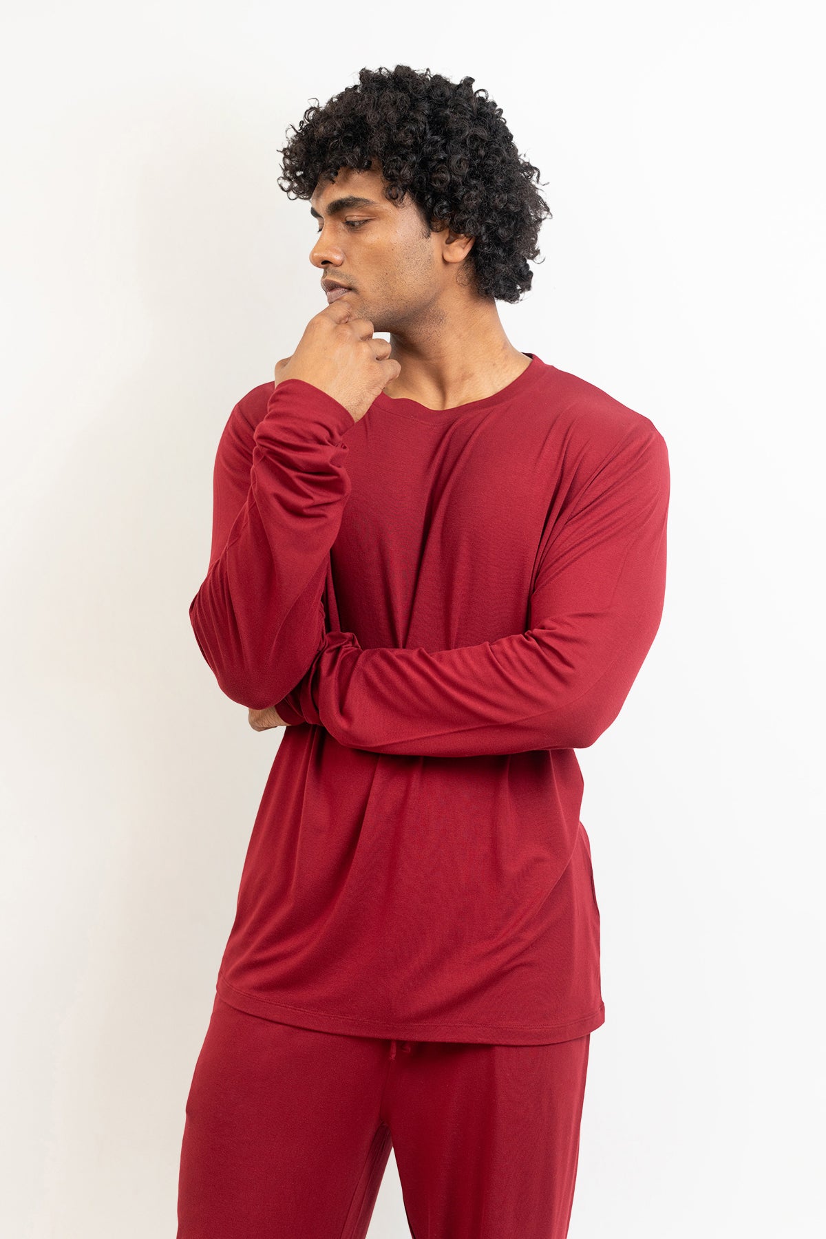 Men's Long Sleeves Pajama set-Merlot