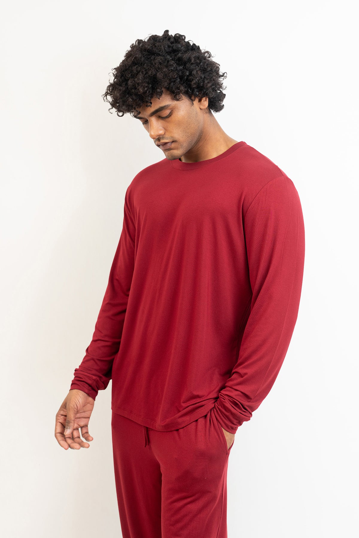 Men's Long Sleeves Pajama set-Merlot