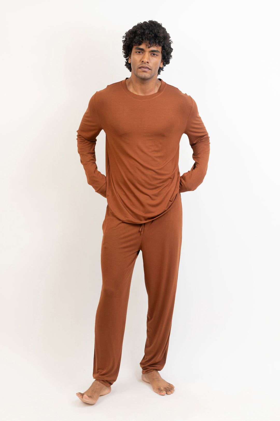 Men's Long Sleeves Pajama set-Chocolate