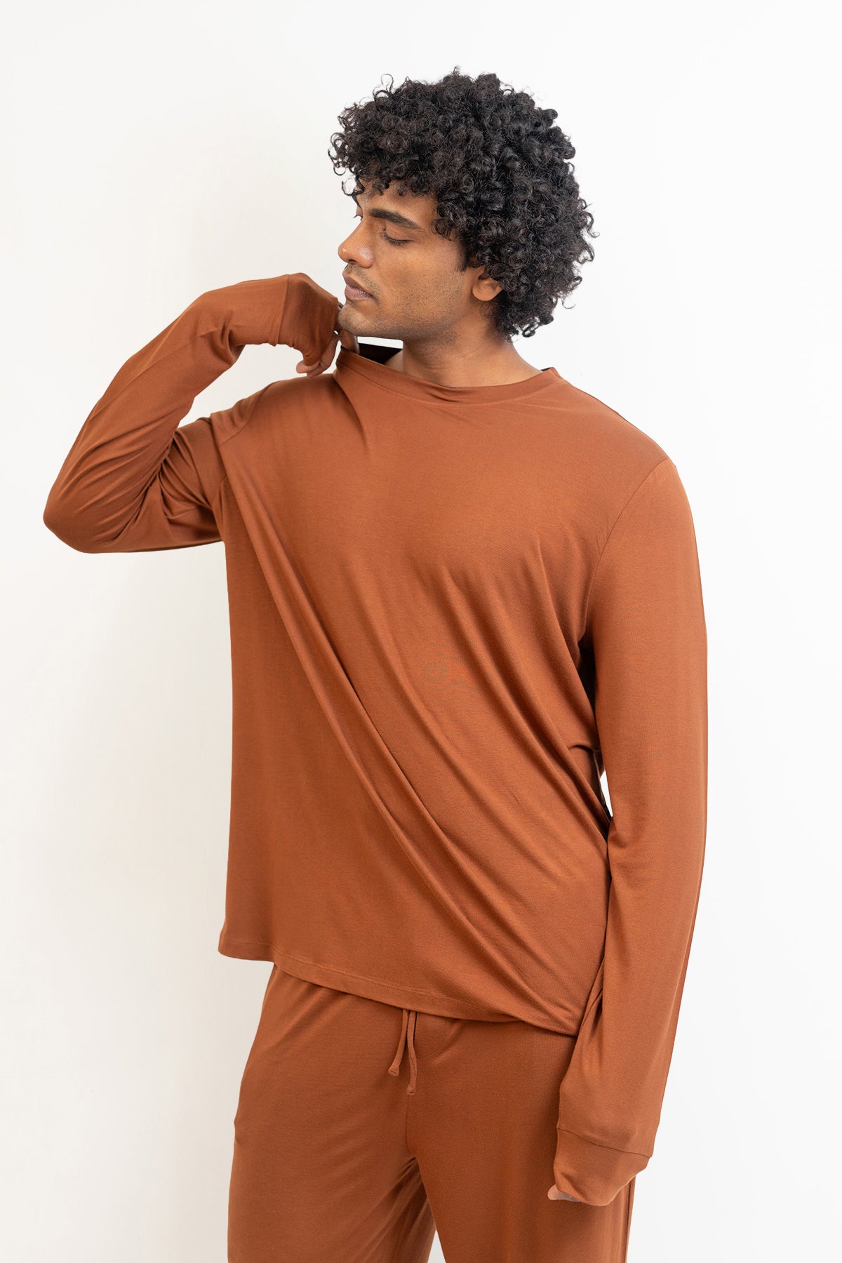 Men's Long Sleeves Pajama set-Chocolate