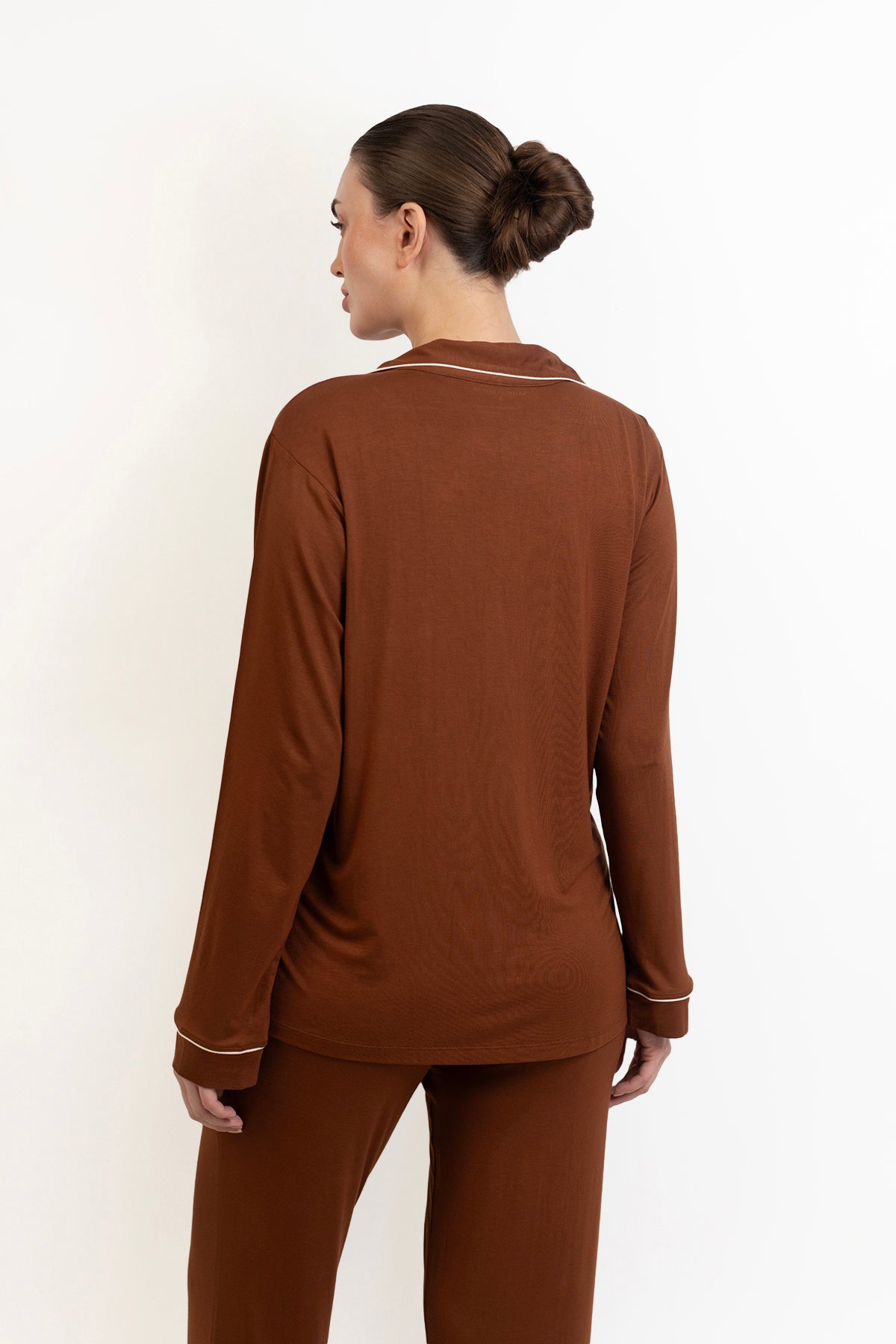 Women’s Bamboo long sleeves Pajama Set-Chocolate