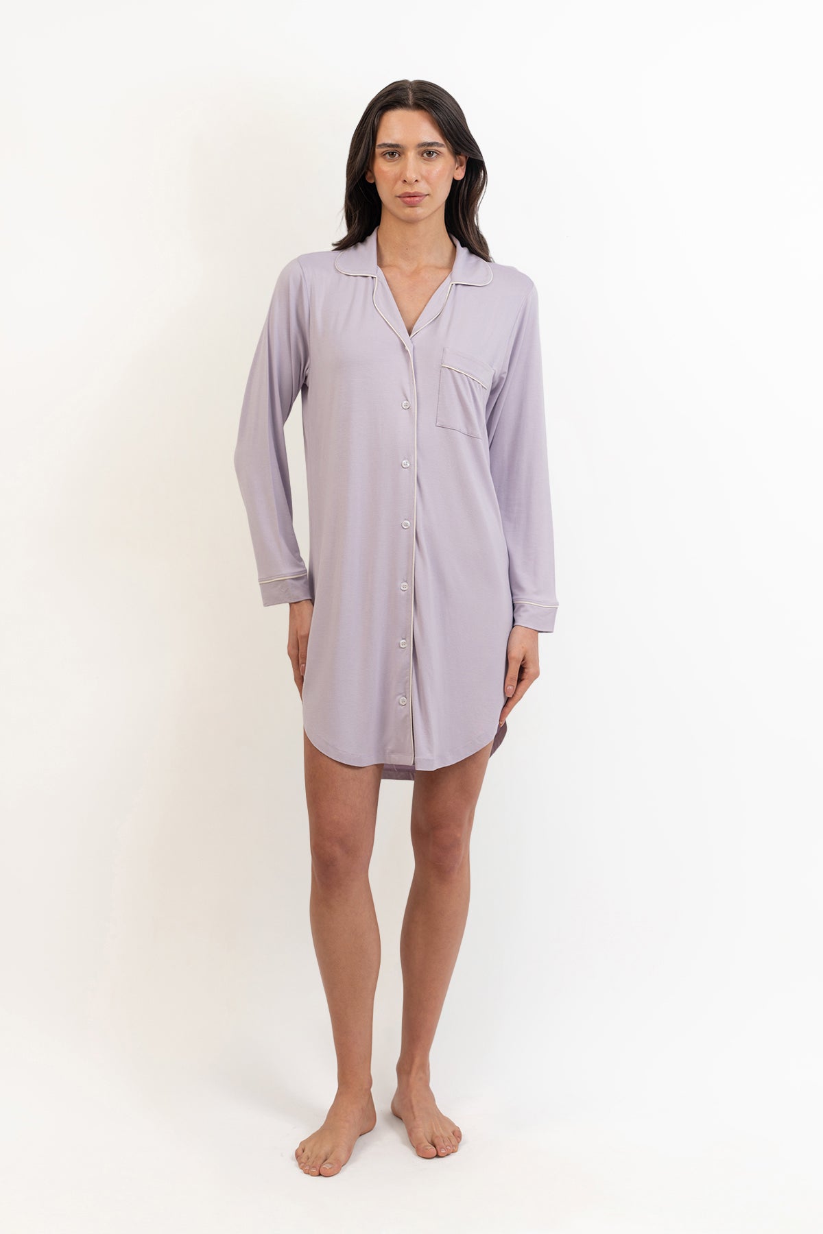 Women’s Bamboo long sleeves sleepshirt-Purple