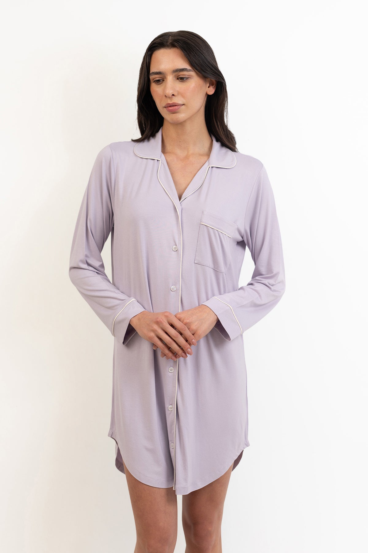 Women’s Bamboo long sleeves sleepshirt-Purple