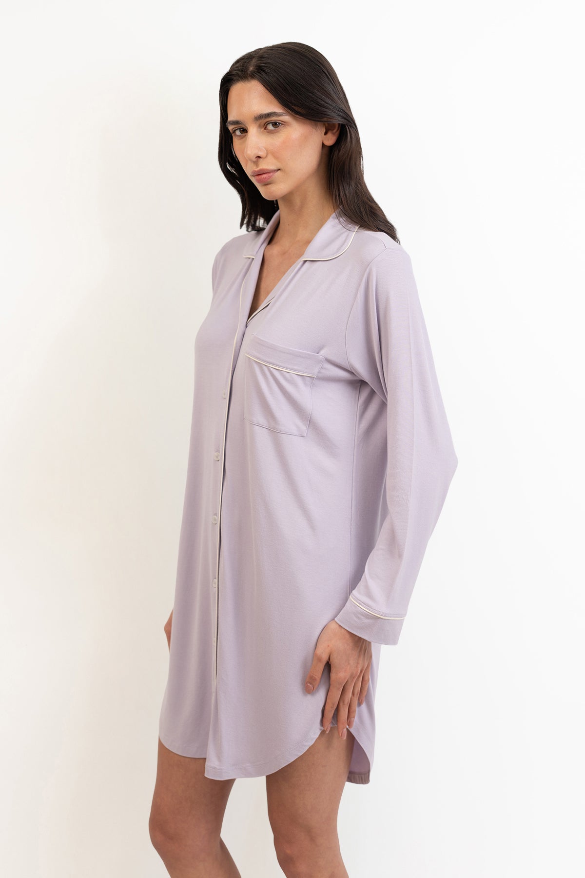 Women’s Bamboo long sleeves sleepshirt-Purple