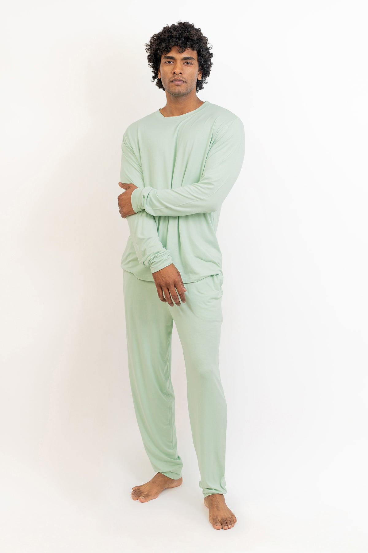Men's Long Sleeves Pajama set-Bh Green