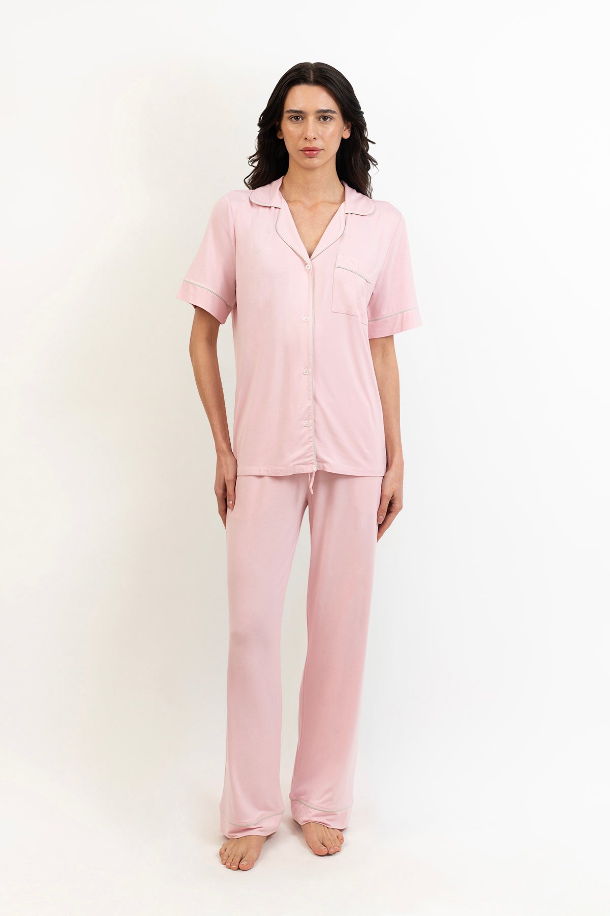 Women’s Bamboo short  sleeves Pajama Set-Pink