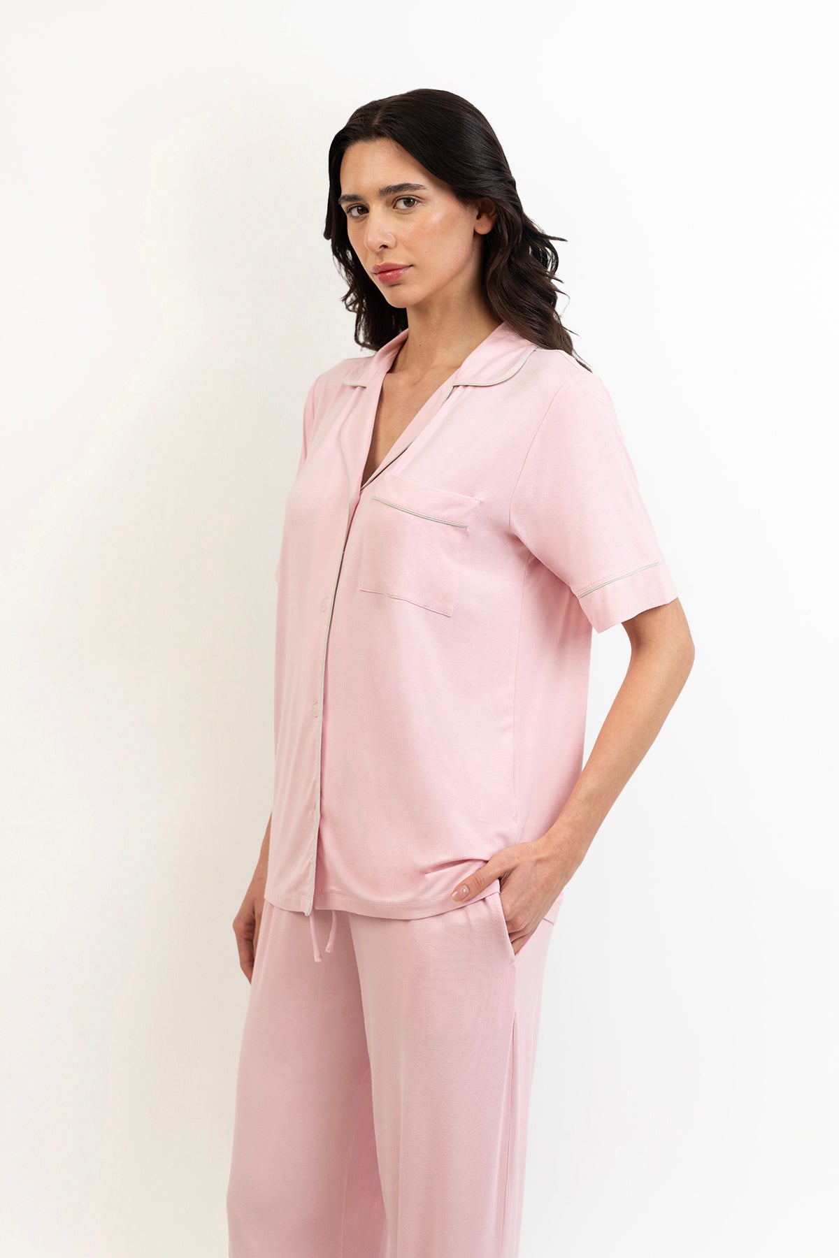 Women’s Bamboo short  sleeves Pajama Set-Pink