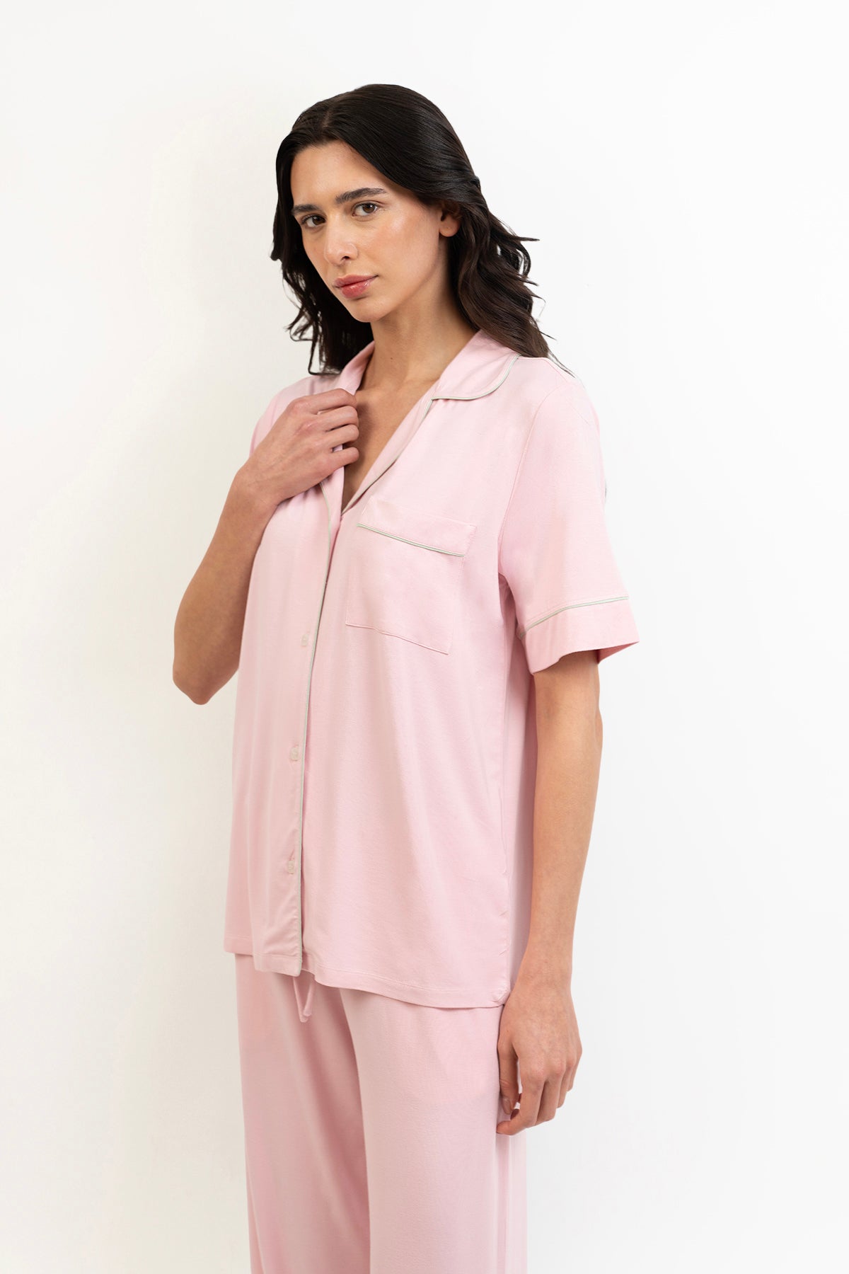 Women’s Bamboo short  sleeves Pajama Set-Pink
