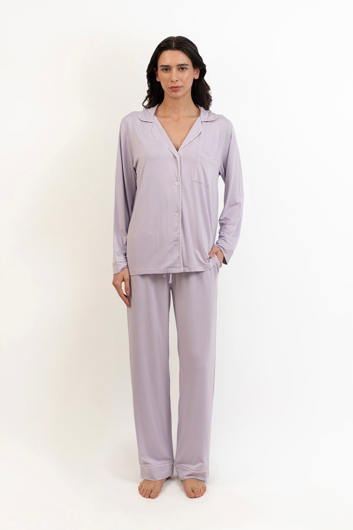 Women’s Bamboo long sleeves Pajama Set-Purple