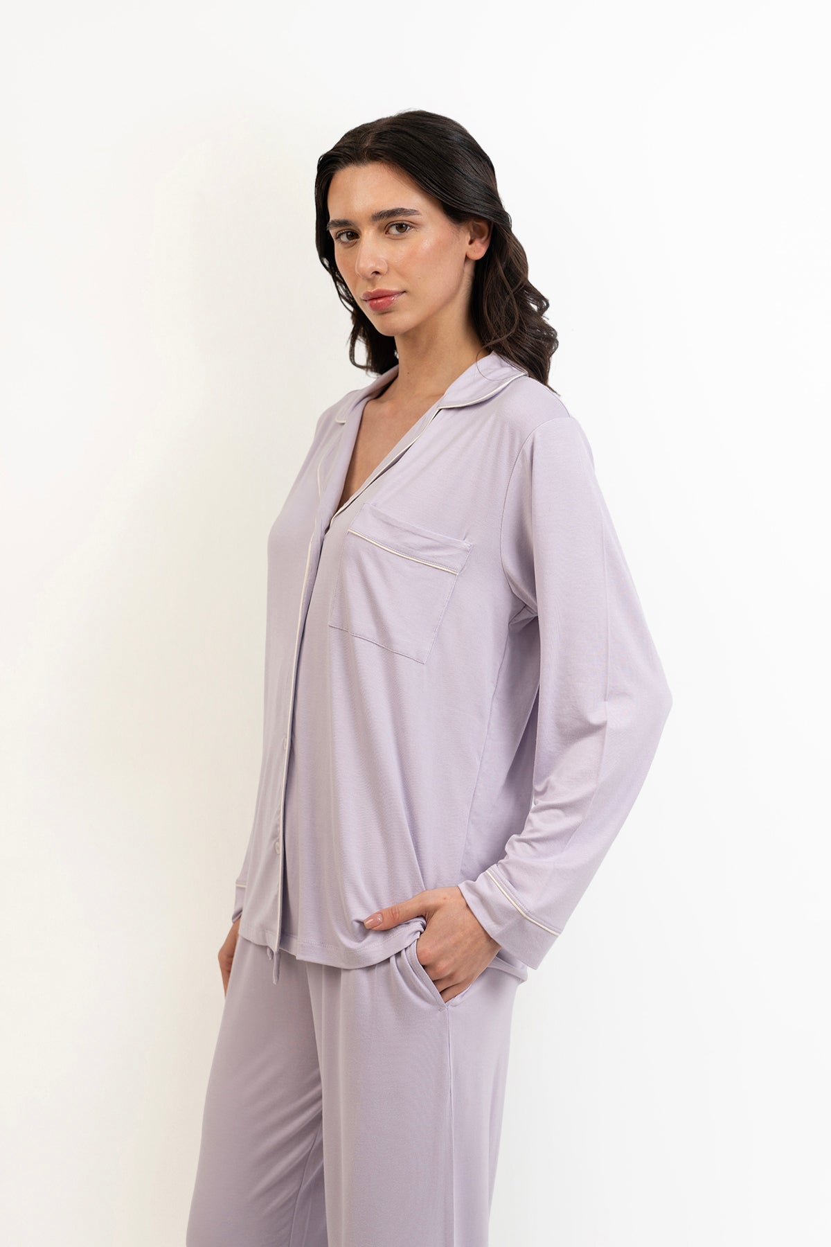 Women’s Bamboo long sleeves Pajama Set-Purple