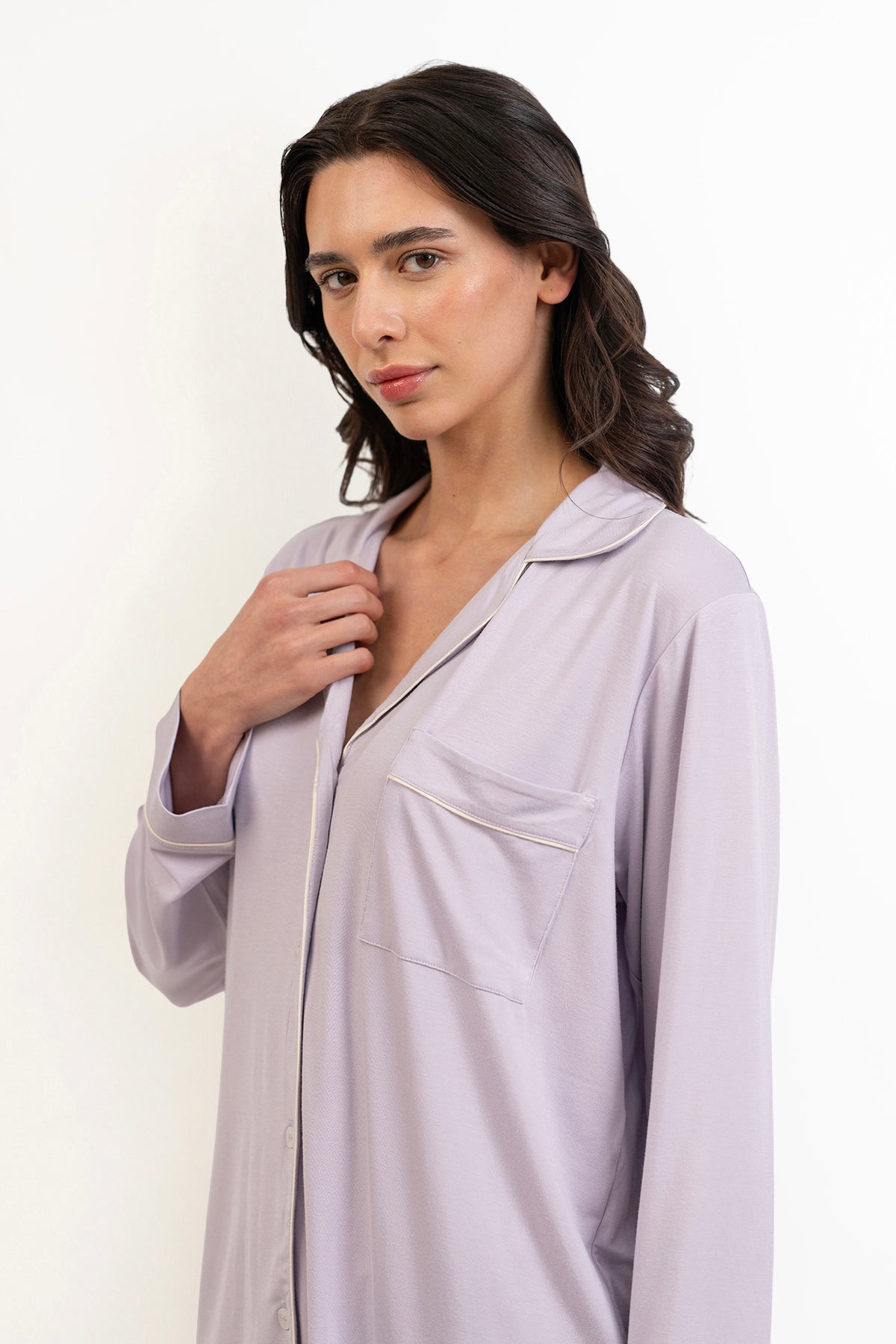 Women’s Bamboo long sleeves Pajama Set-Purple