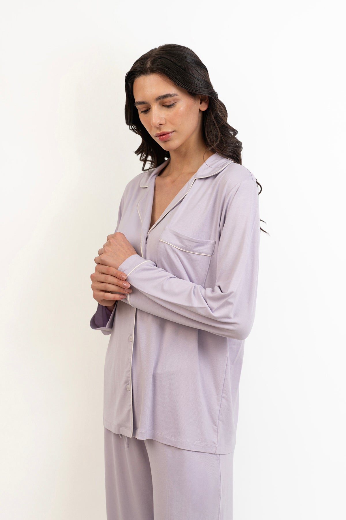 Women’s Bamboo long sleeves Pajama Set-Purple