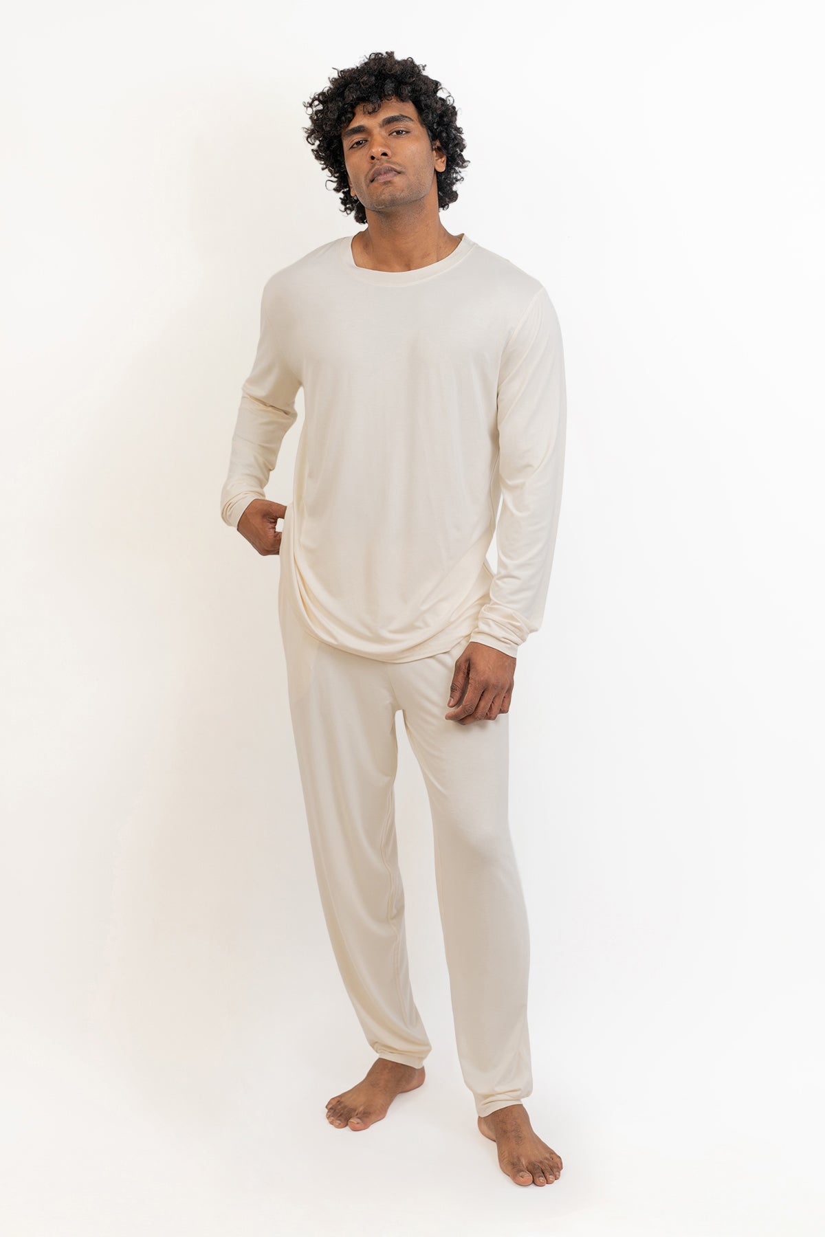 Men's Long Sleeves Pajama set-Cream