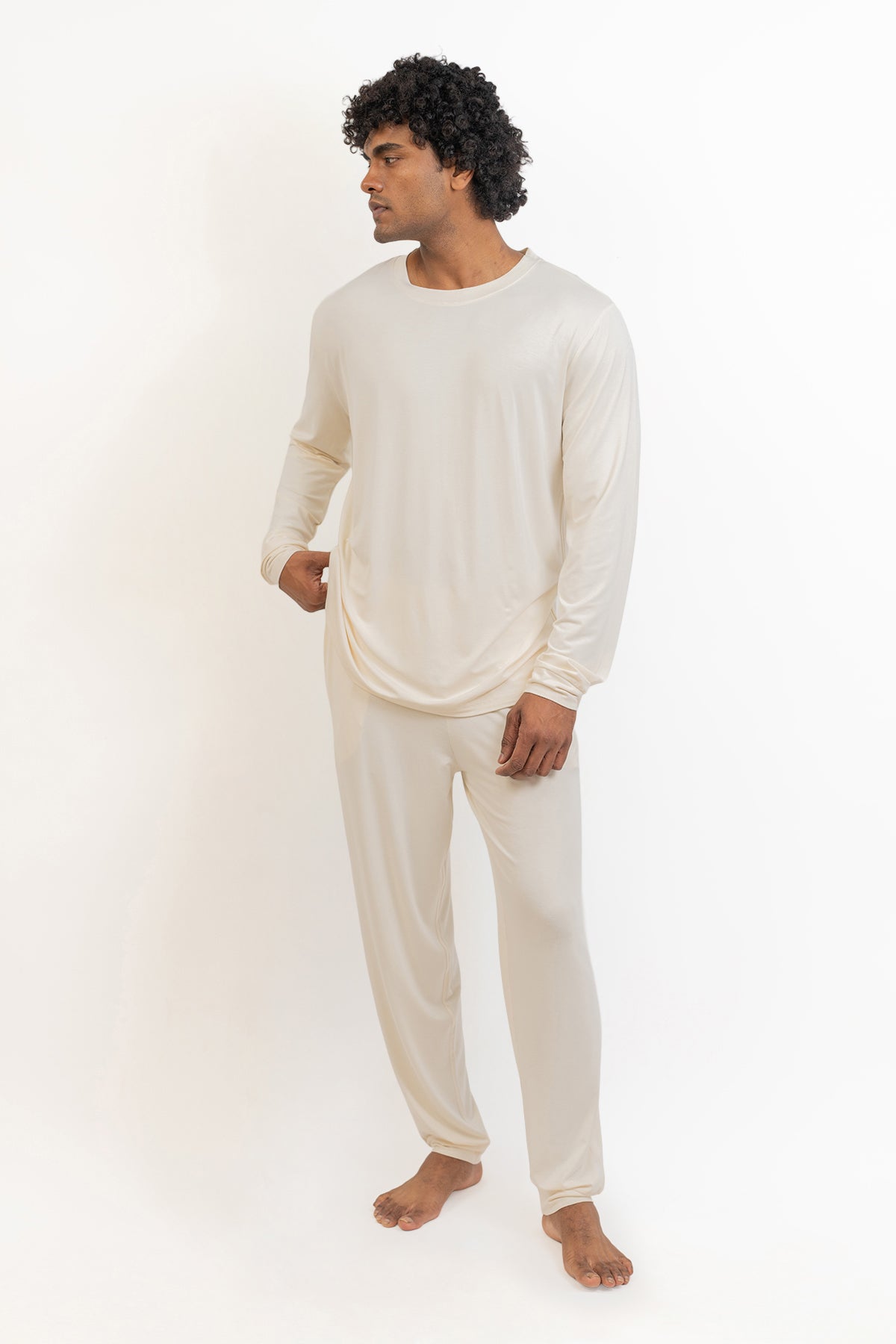 Men's Long Sleeves Pajama set-Cream