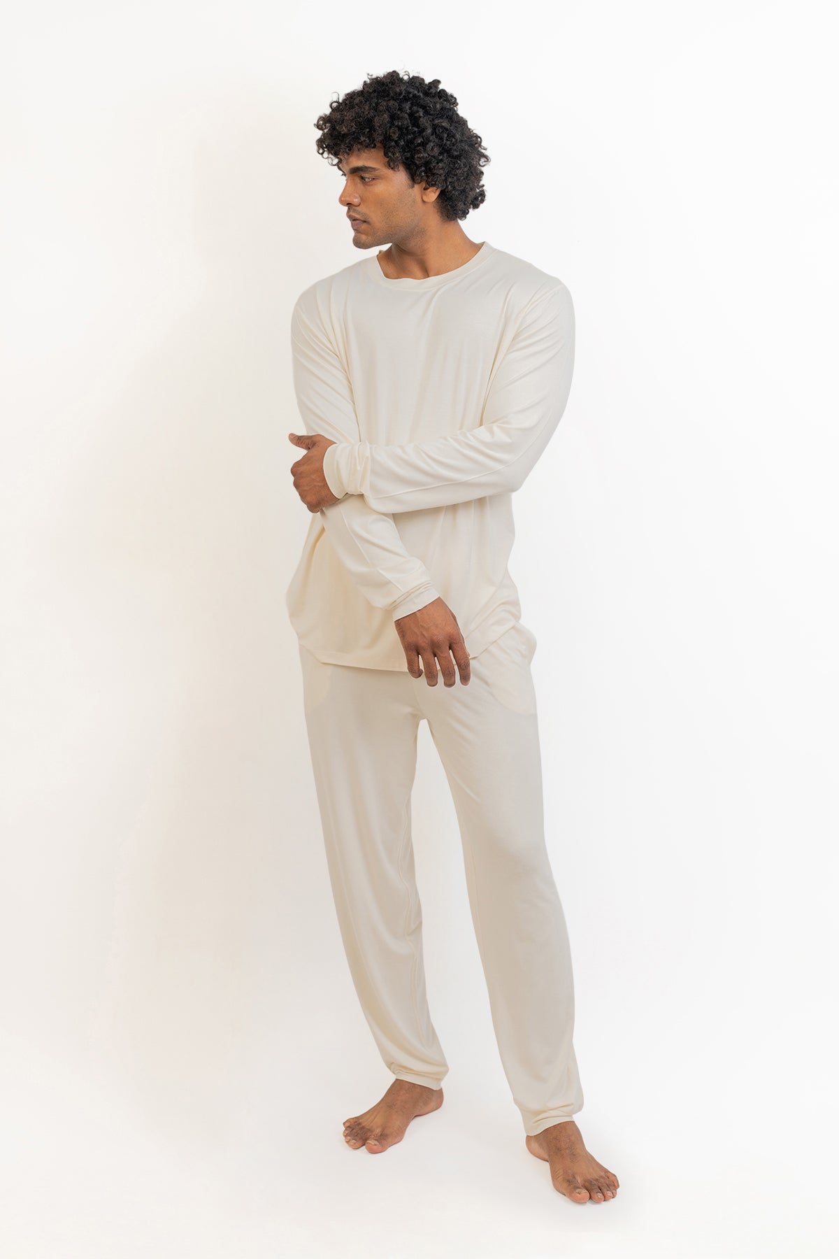 Men's Long Sleeves Pajama set-Cream