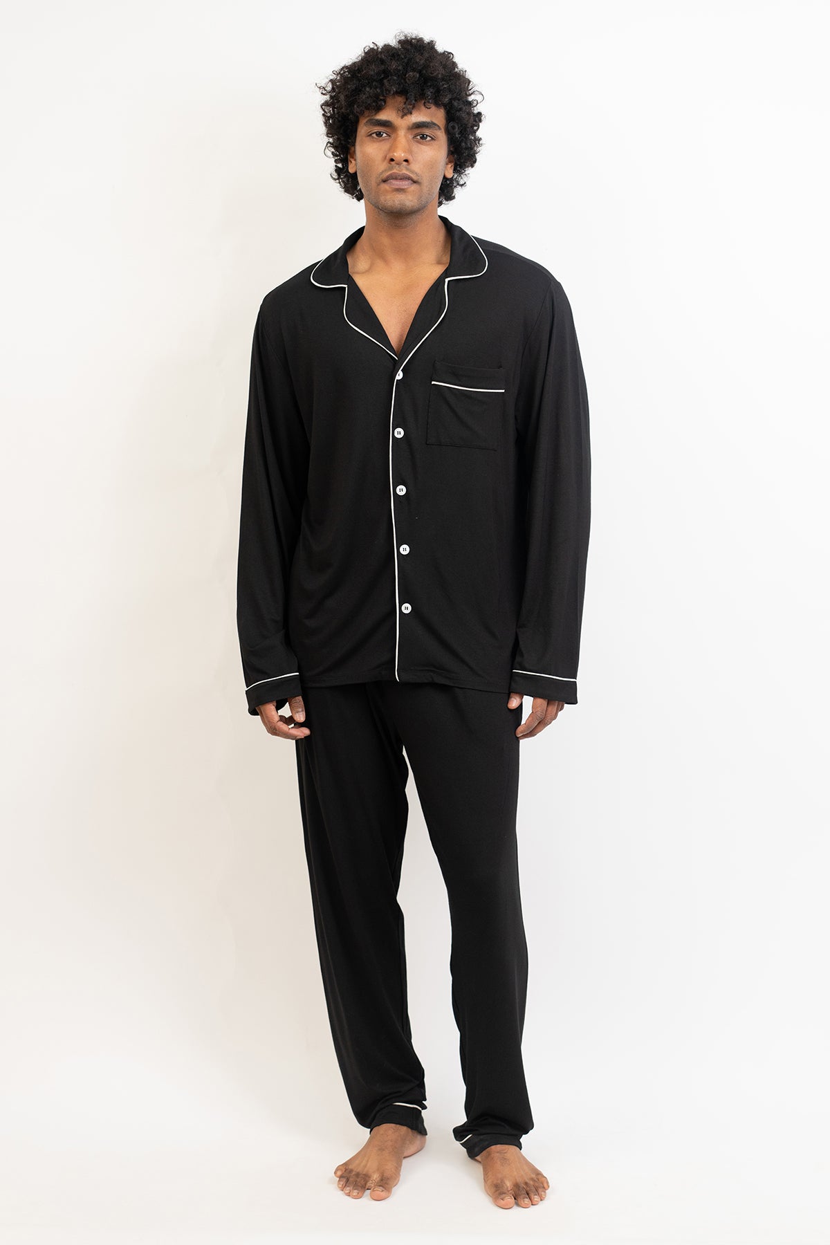 Men's long sleeves button down Pajama set-Midnight