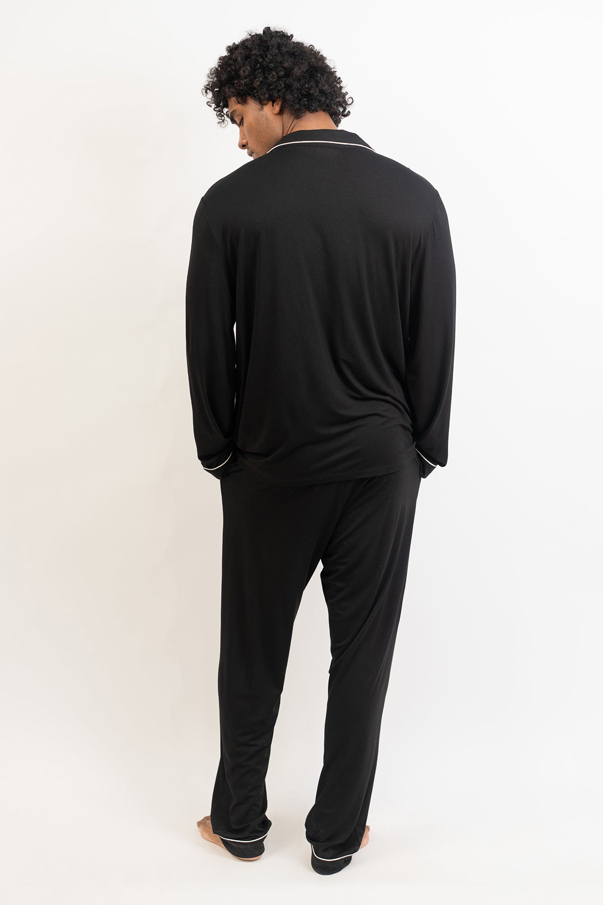 Men's long sleeves button down Pajama set-Midnight