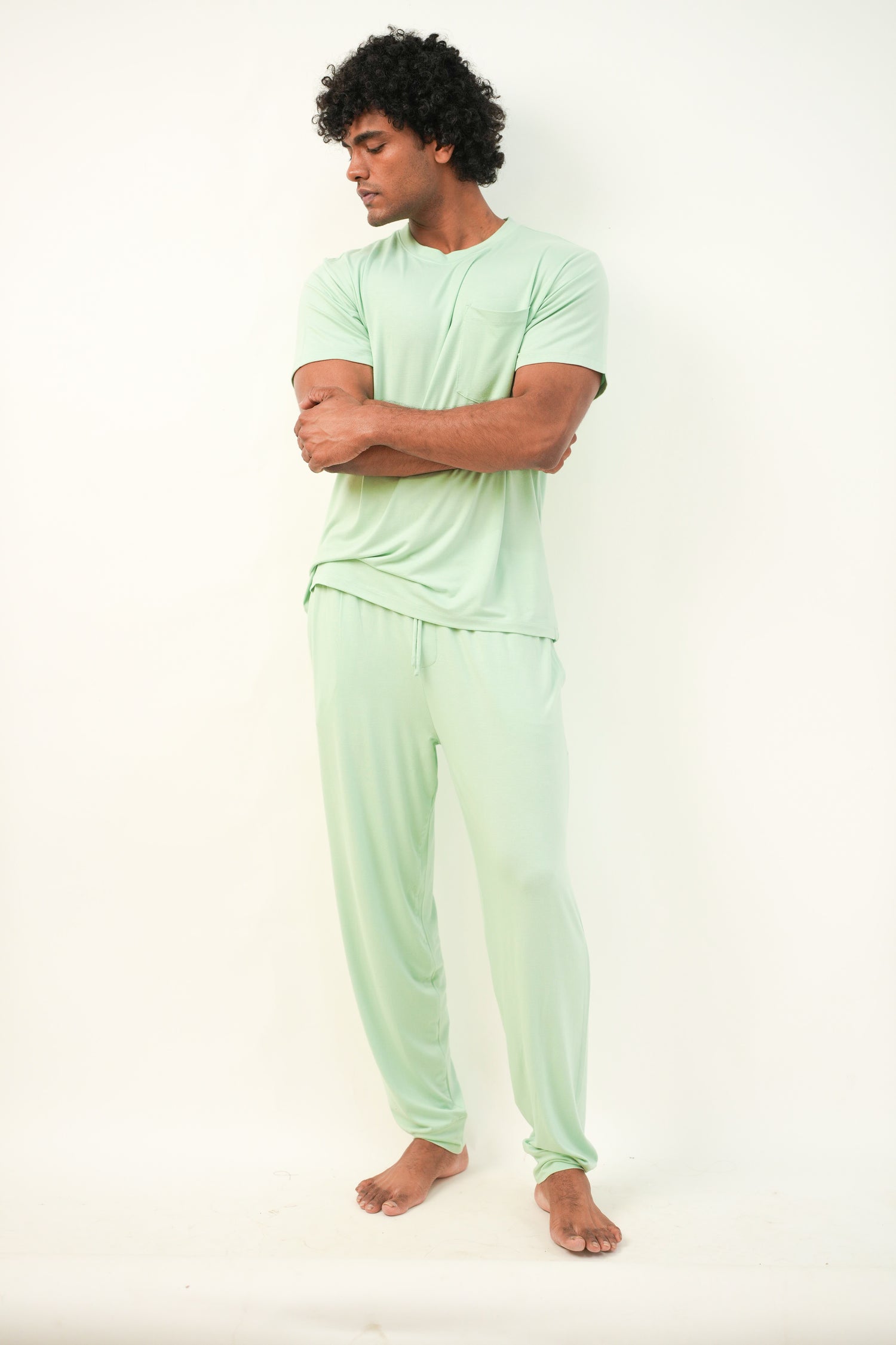 Men's Short Sleeves Pajama set-Bh Green