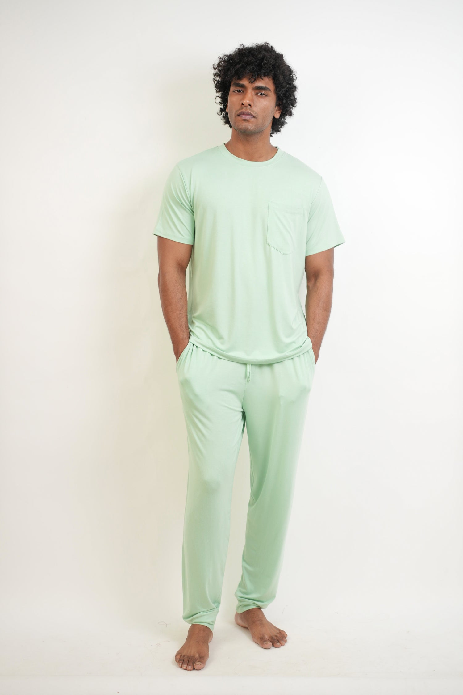 Men's Short Sleeves Pajama set-Bh Green