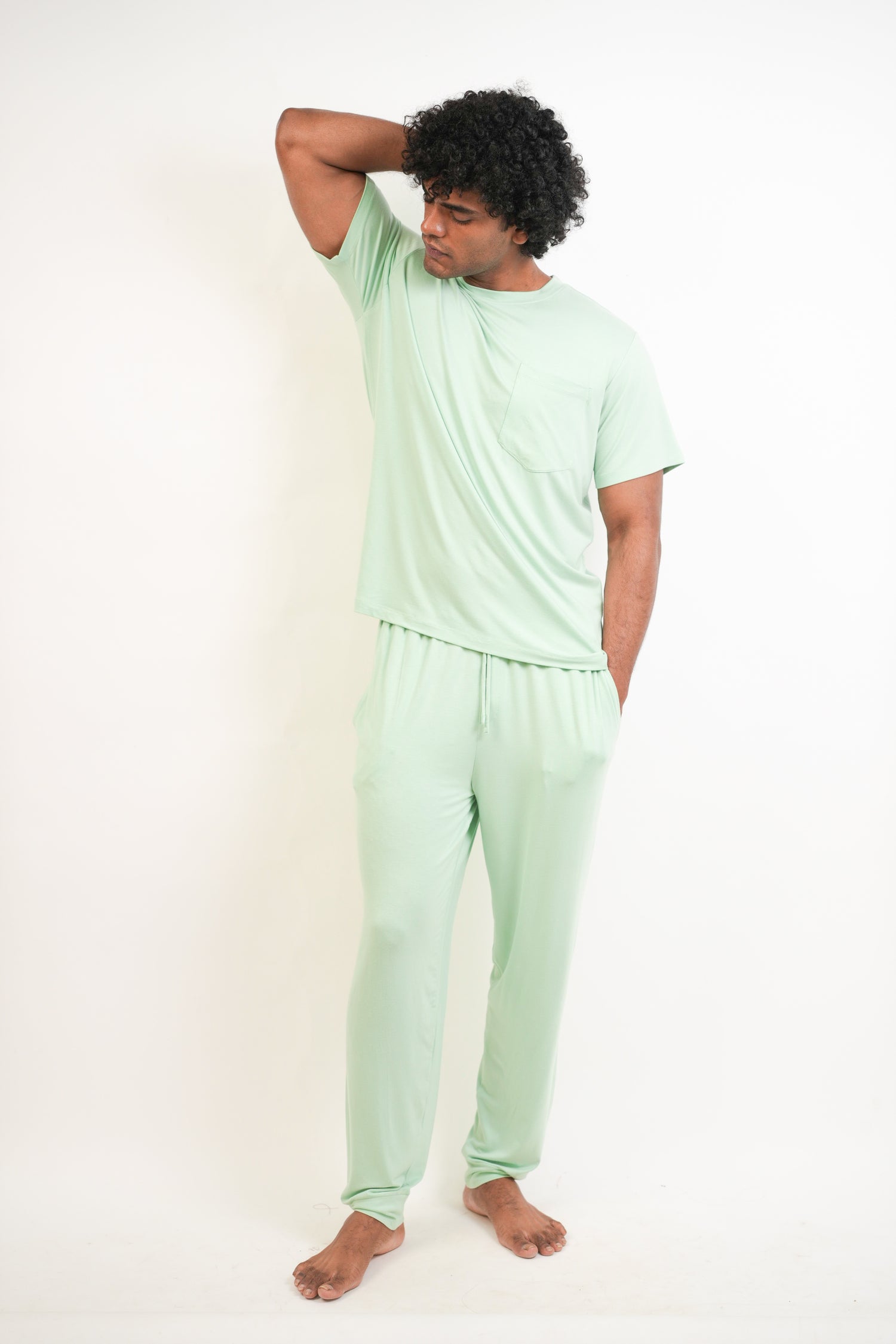 Men's Short Sleeves Pajama set-Bh Green