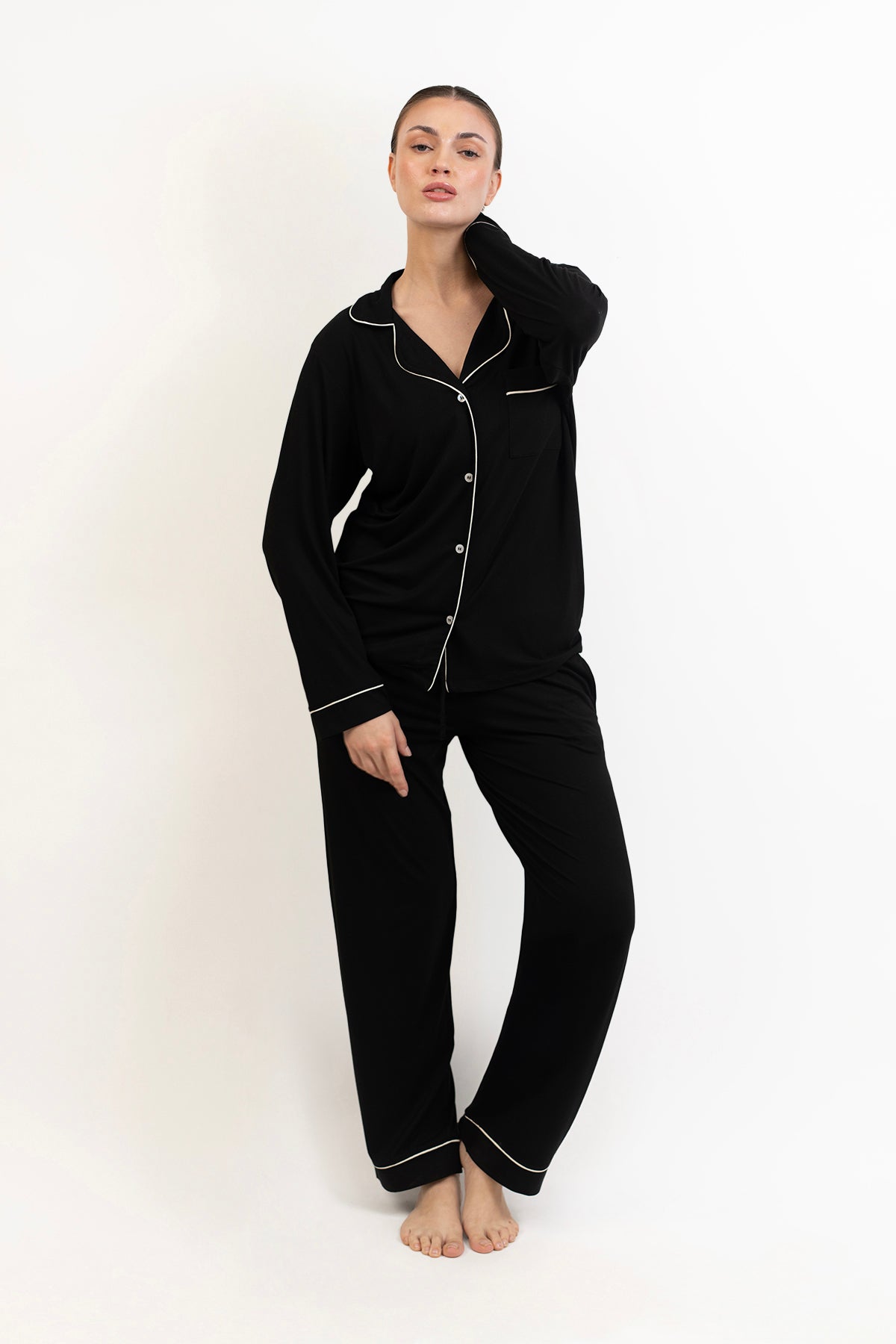 Women’s Bamboo long sleeves Pajama Set-Midnight