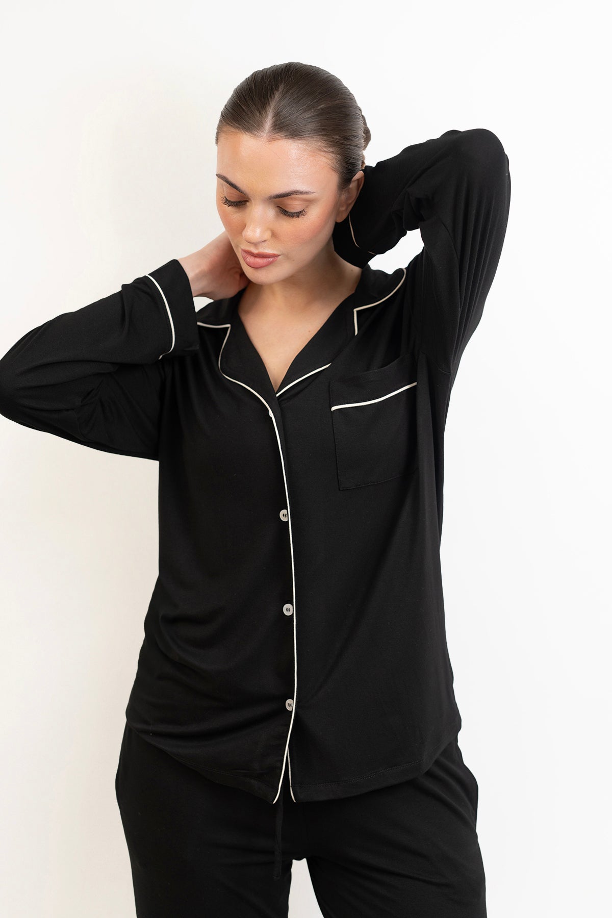 Women’s Bamboo long sleeves Pajama Set-Midnight