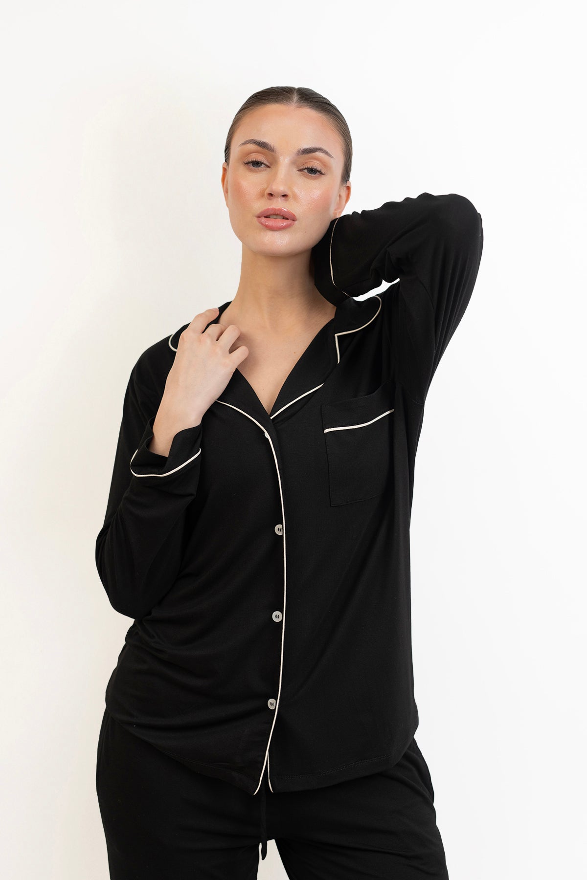 Women’s Bamboo long sleeves Pajama Set-Midnight