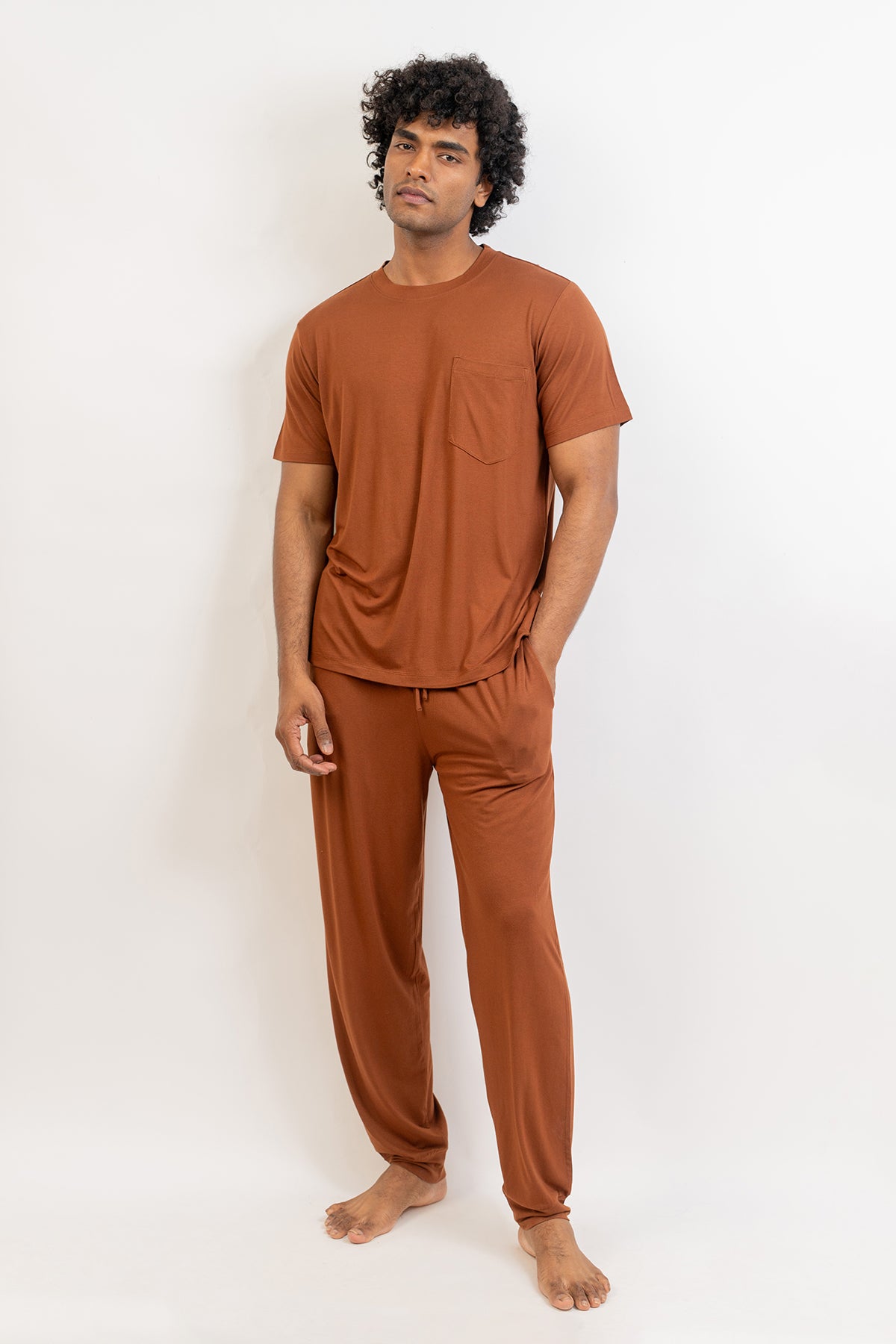 Men's Short Sleeves Pajama set-Chocolate