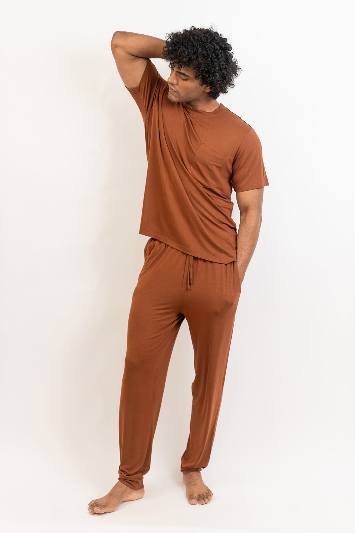 Men's Short Sleeves Pajama set-Chocolate