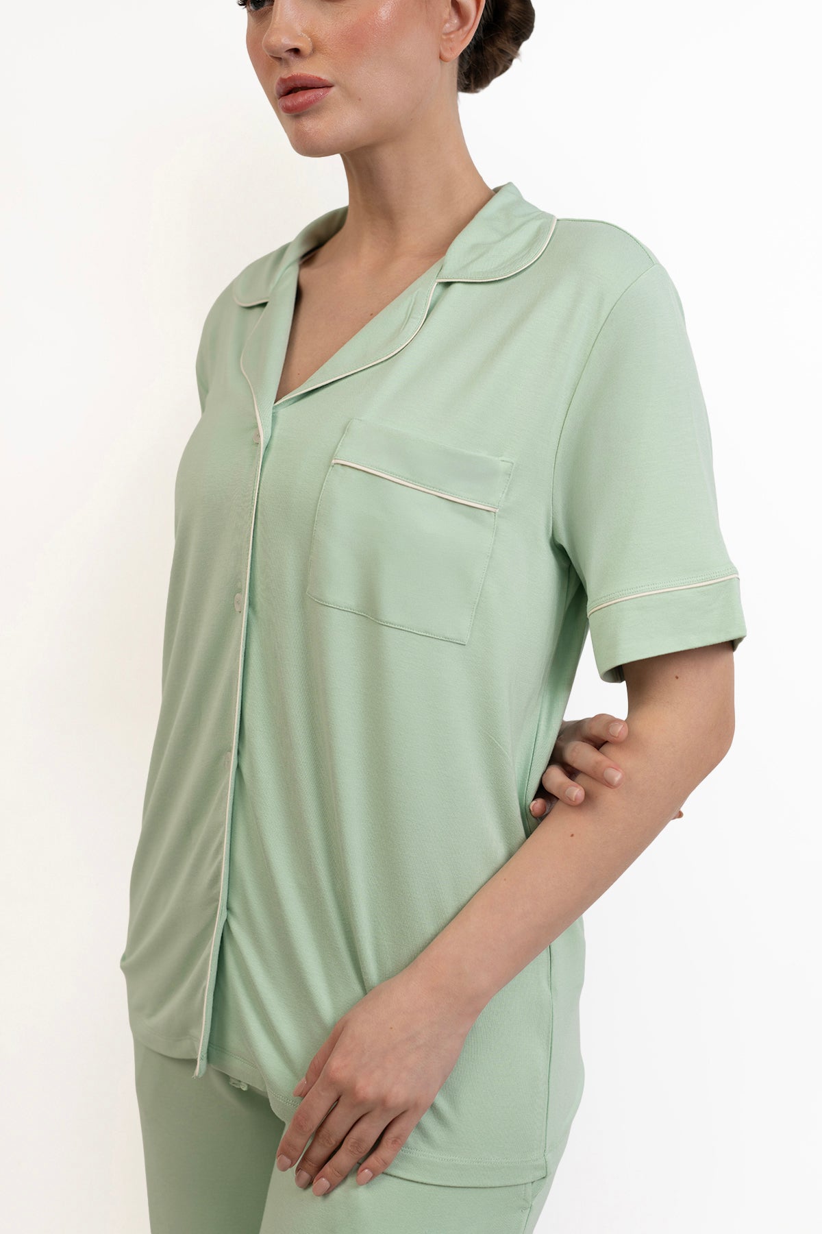 Women’s Bamboo short  sleeves Pajama Set-Bh Green