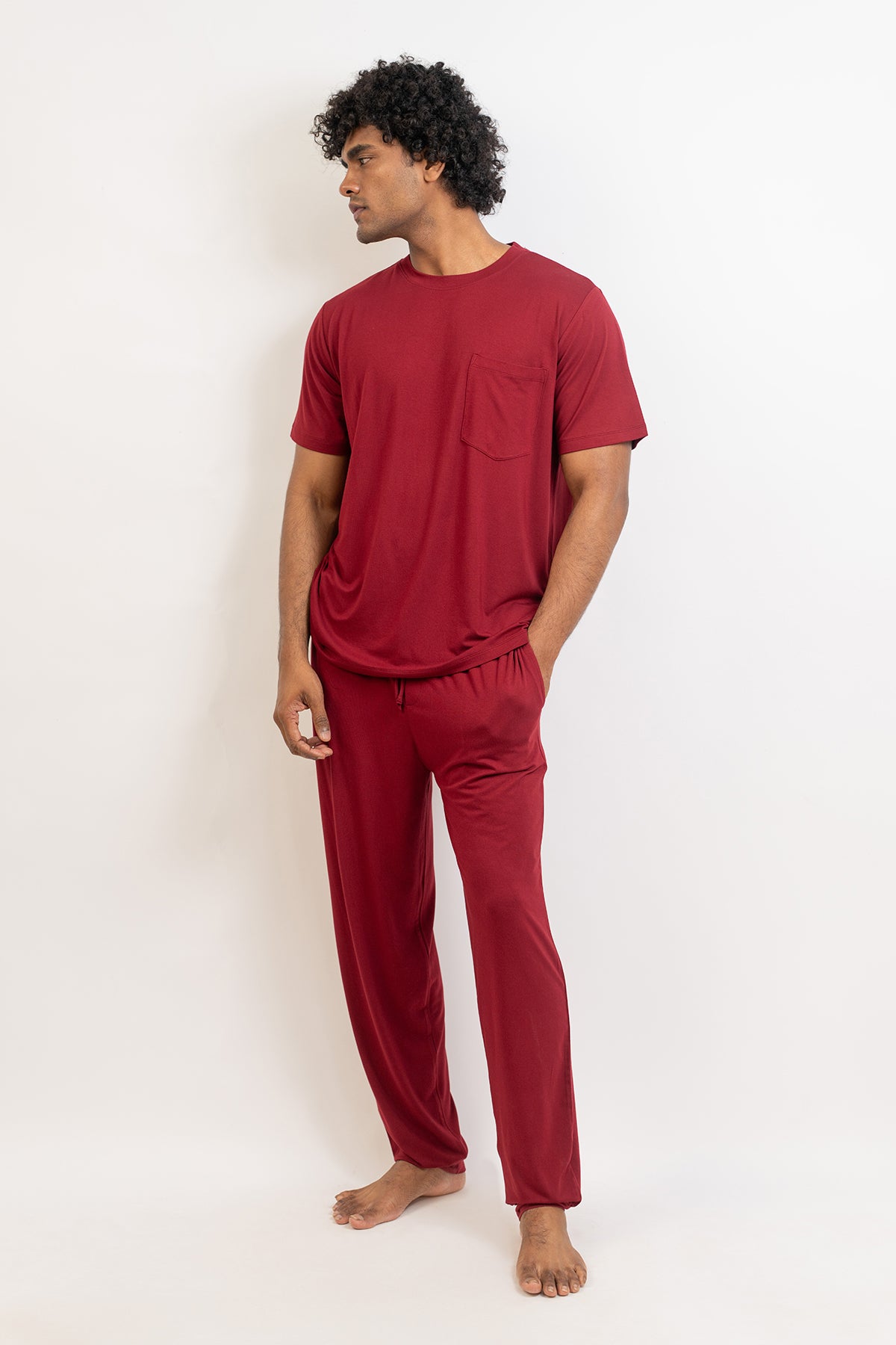 Men's Short Sleeves Pajama set-Merlot