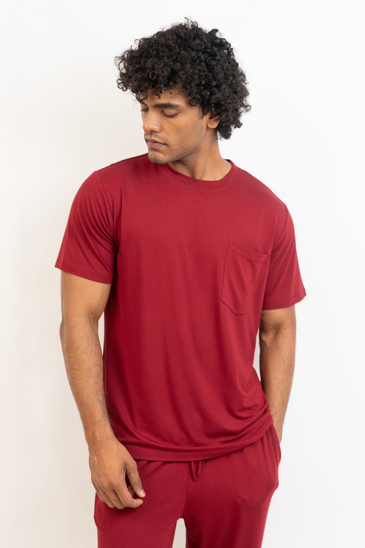 Men's Short Sleeves Pajama set-Merlot