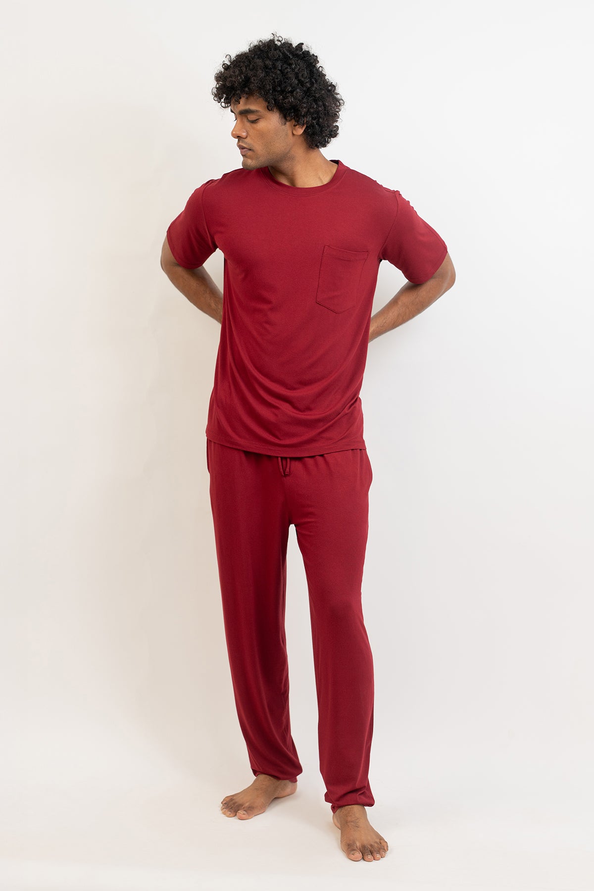 Men's Short Sleeves Pajama set-Merlot