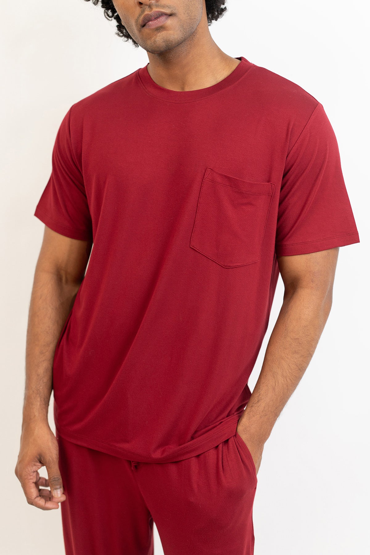 Men's Short Sleeves Pajama set-Merlot