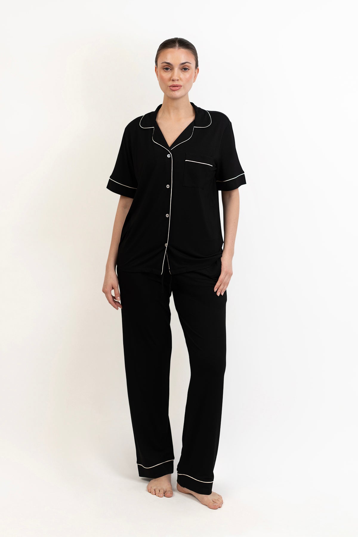 Women’s Bamboo short  sleeves Pajama Set-Midnight